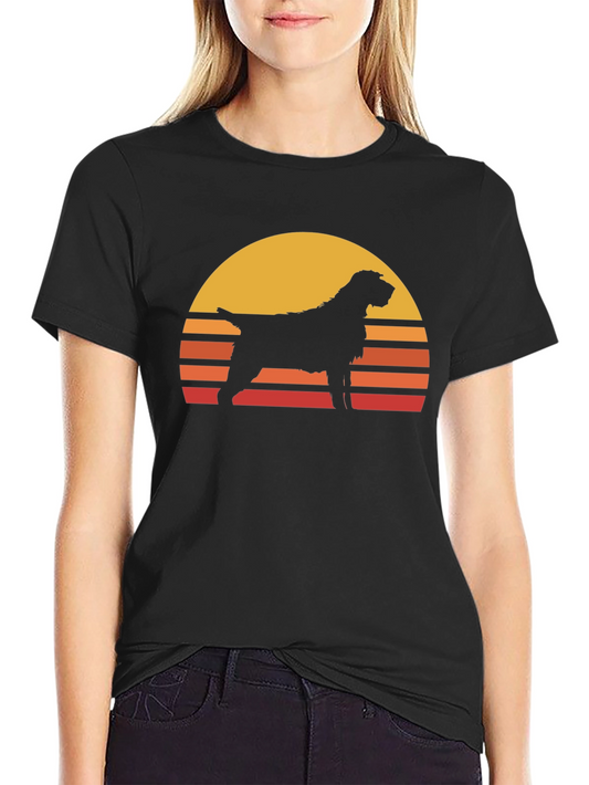 Retro Dog Sunset T-Shirt - Black