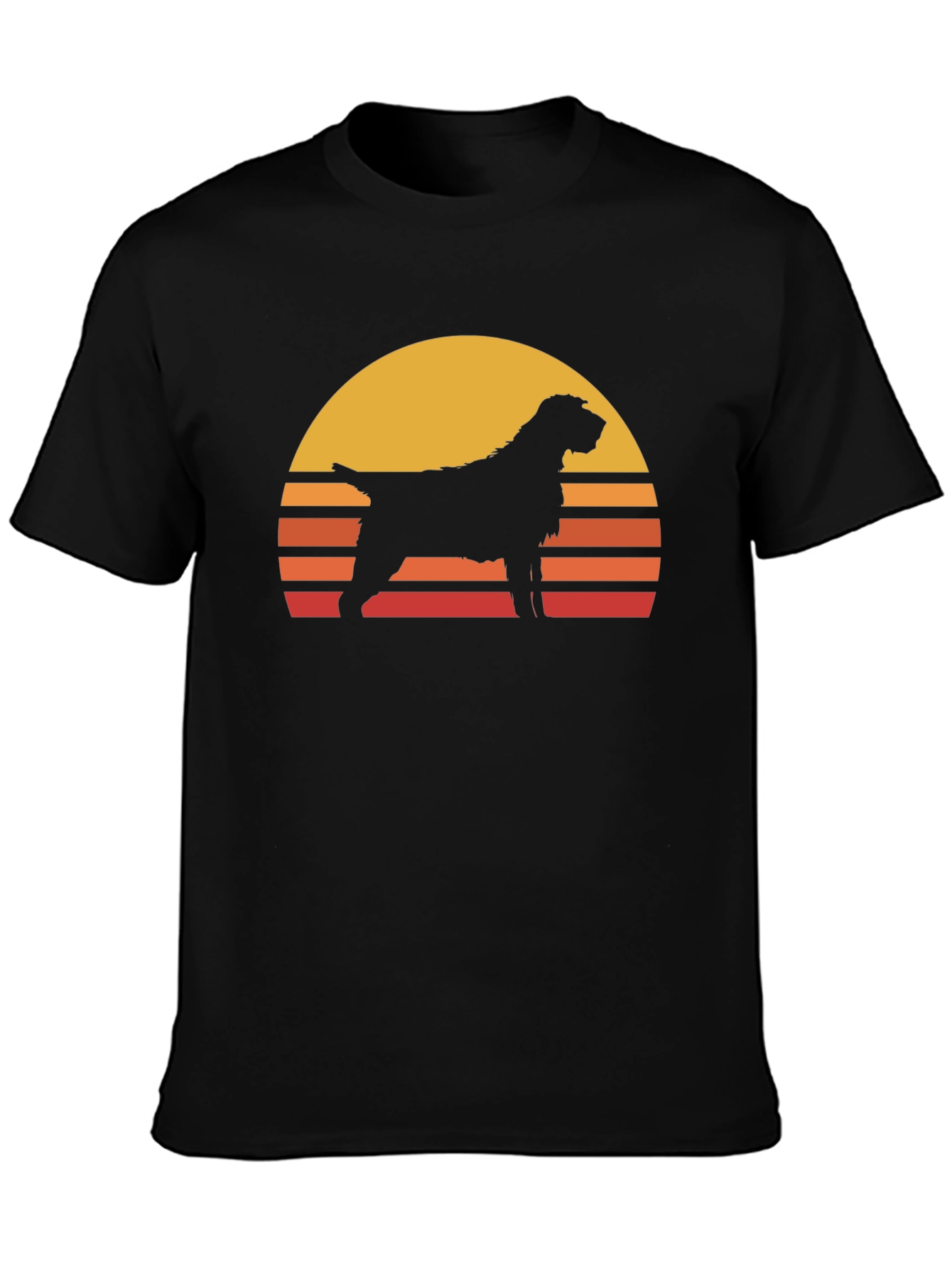 Retro Dog Sunset T-Shirt - Black