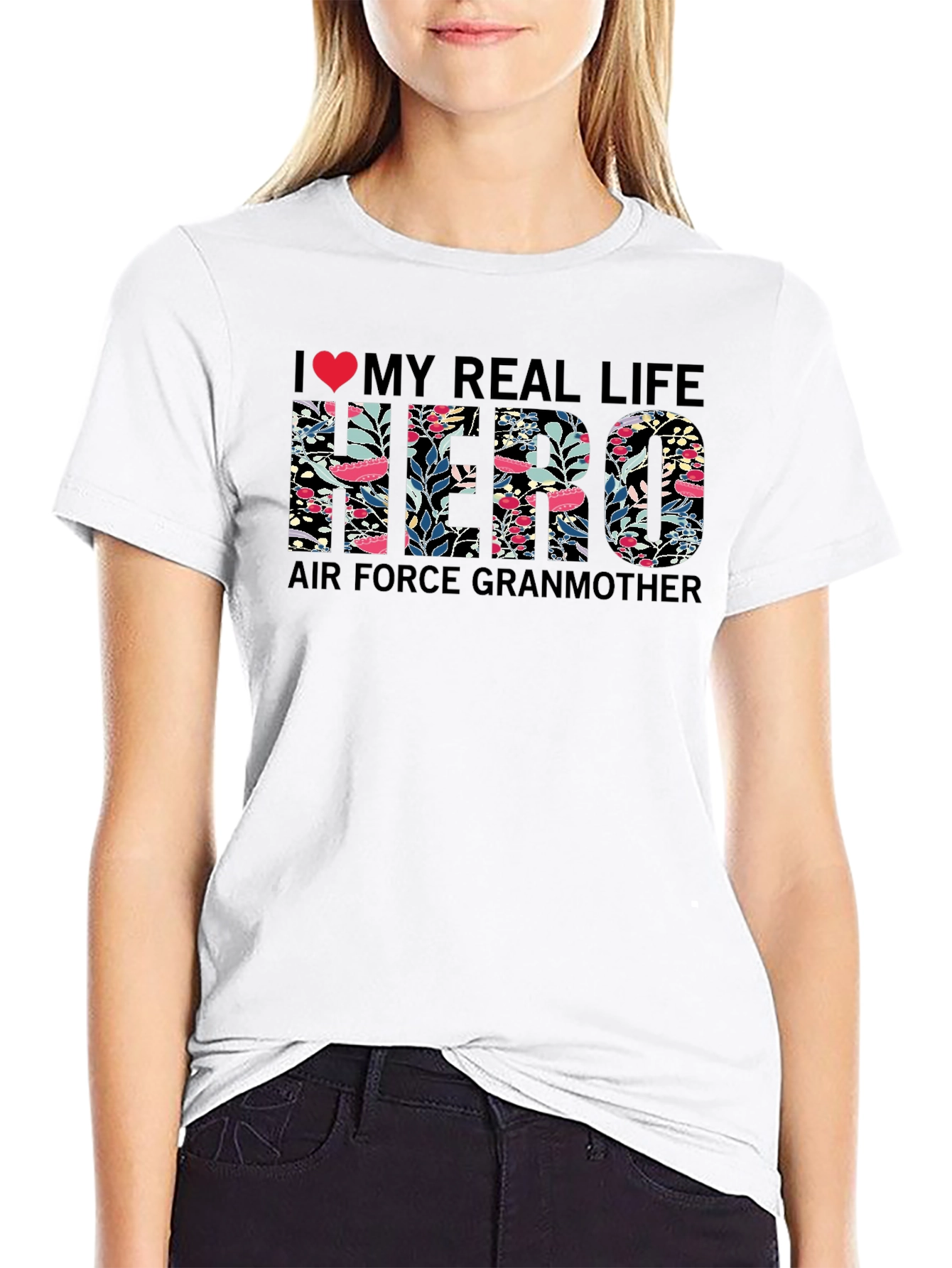 Floral Hero Air Force Grandmother T-Shirt