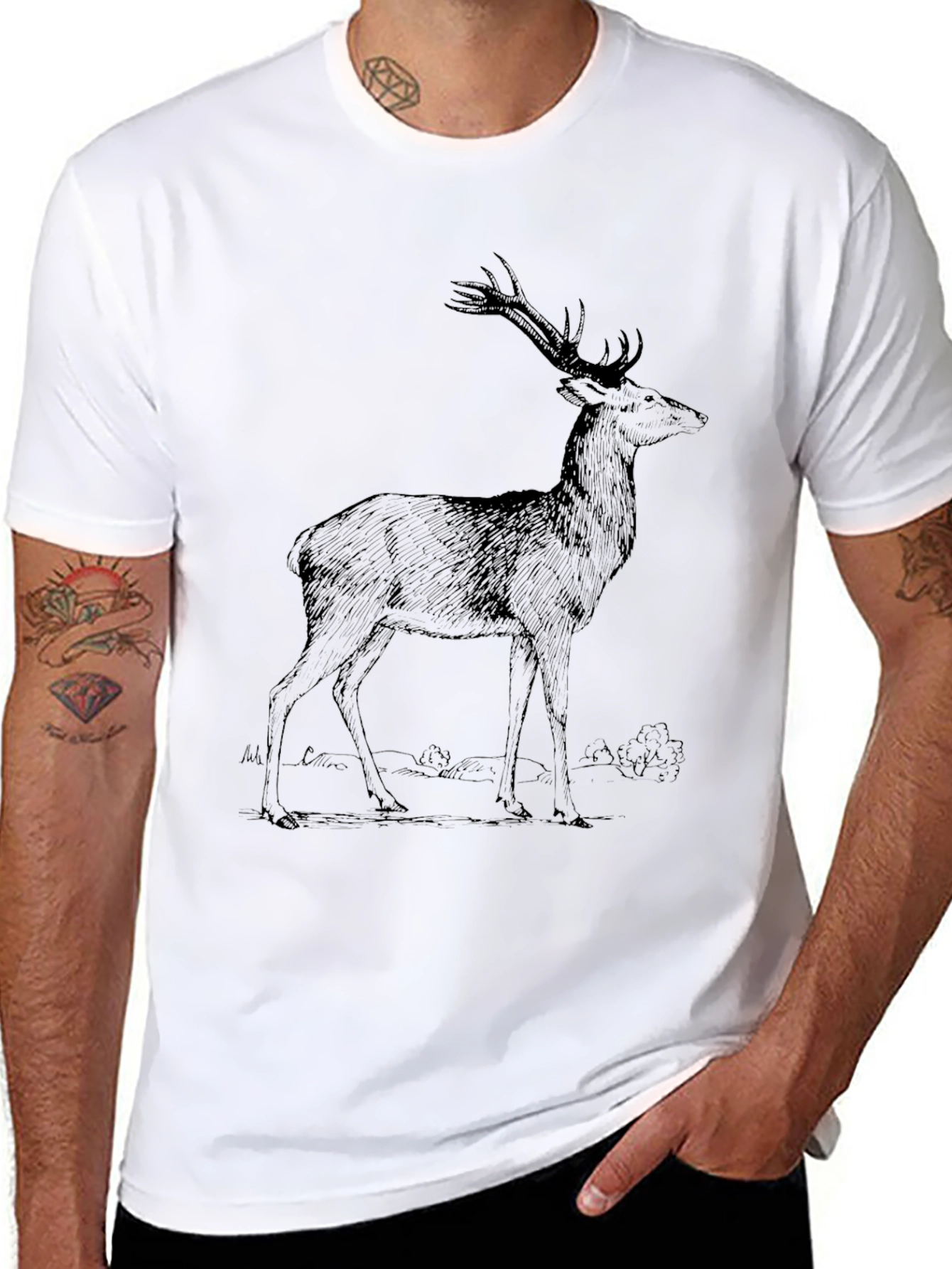 Deer Graphic Tee - Mens Black T-Shirt