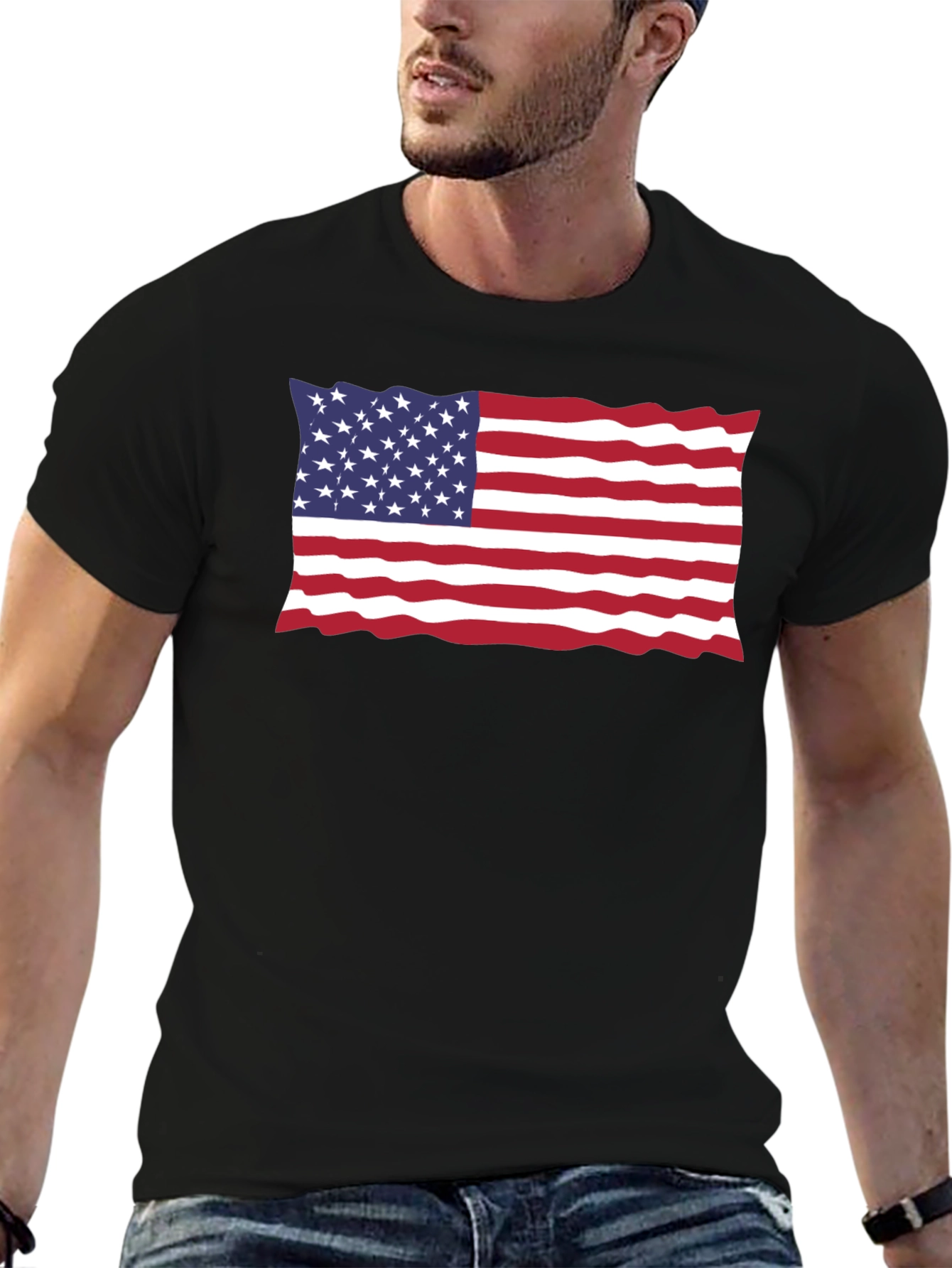 USA Flag Black T-Shirt