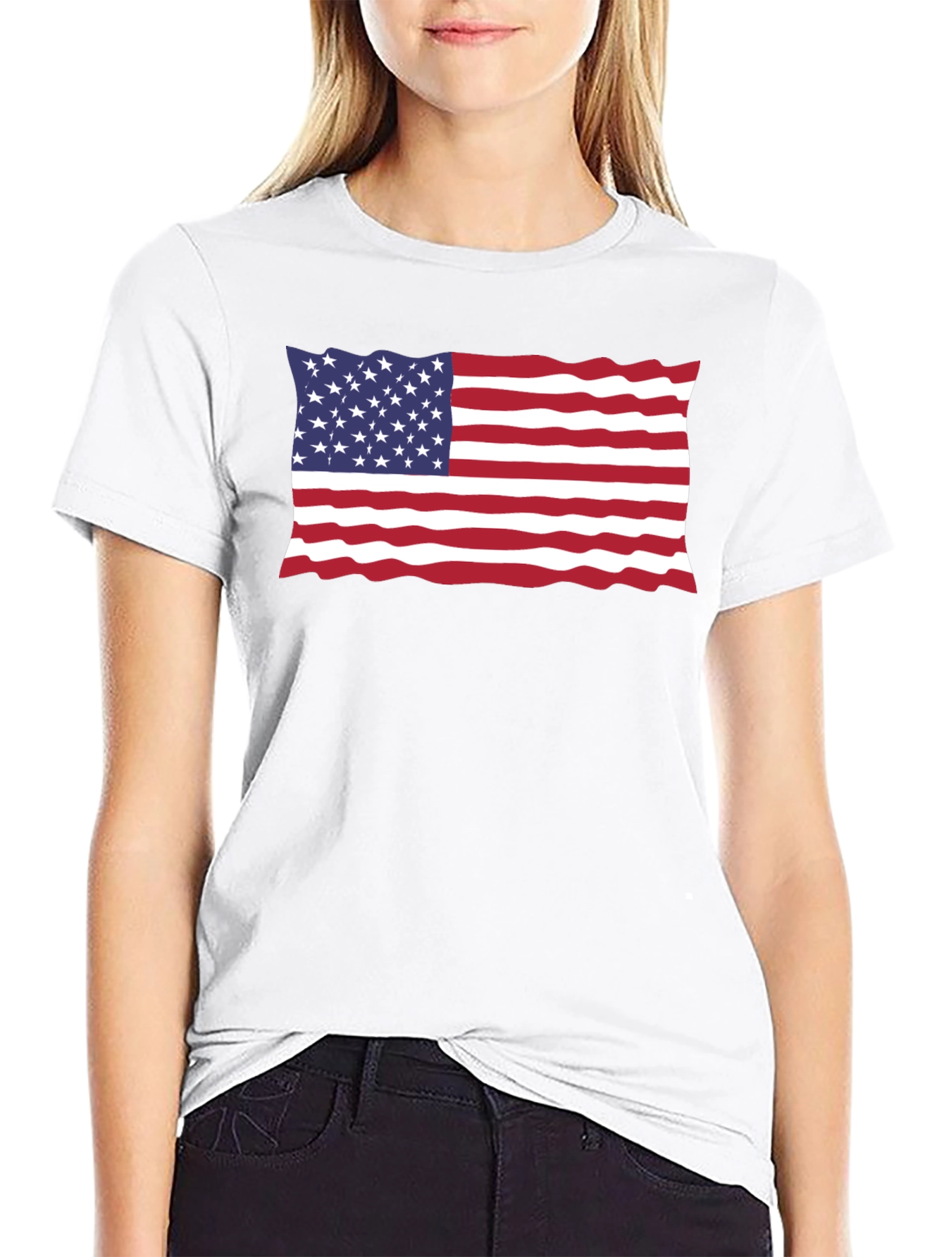USA Flag Black T-Shirt