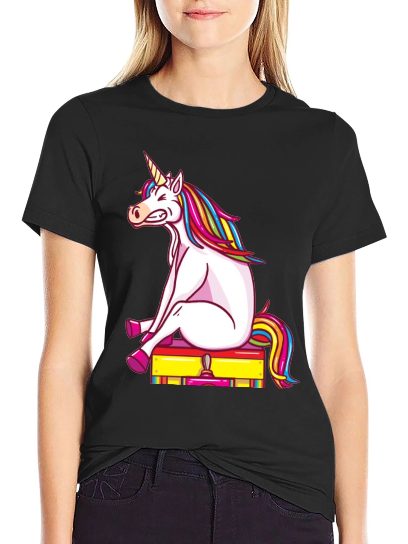 Unicorn on Luggage Funny Graphic Tee