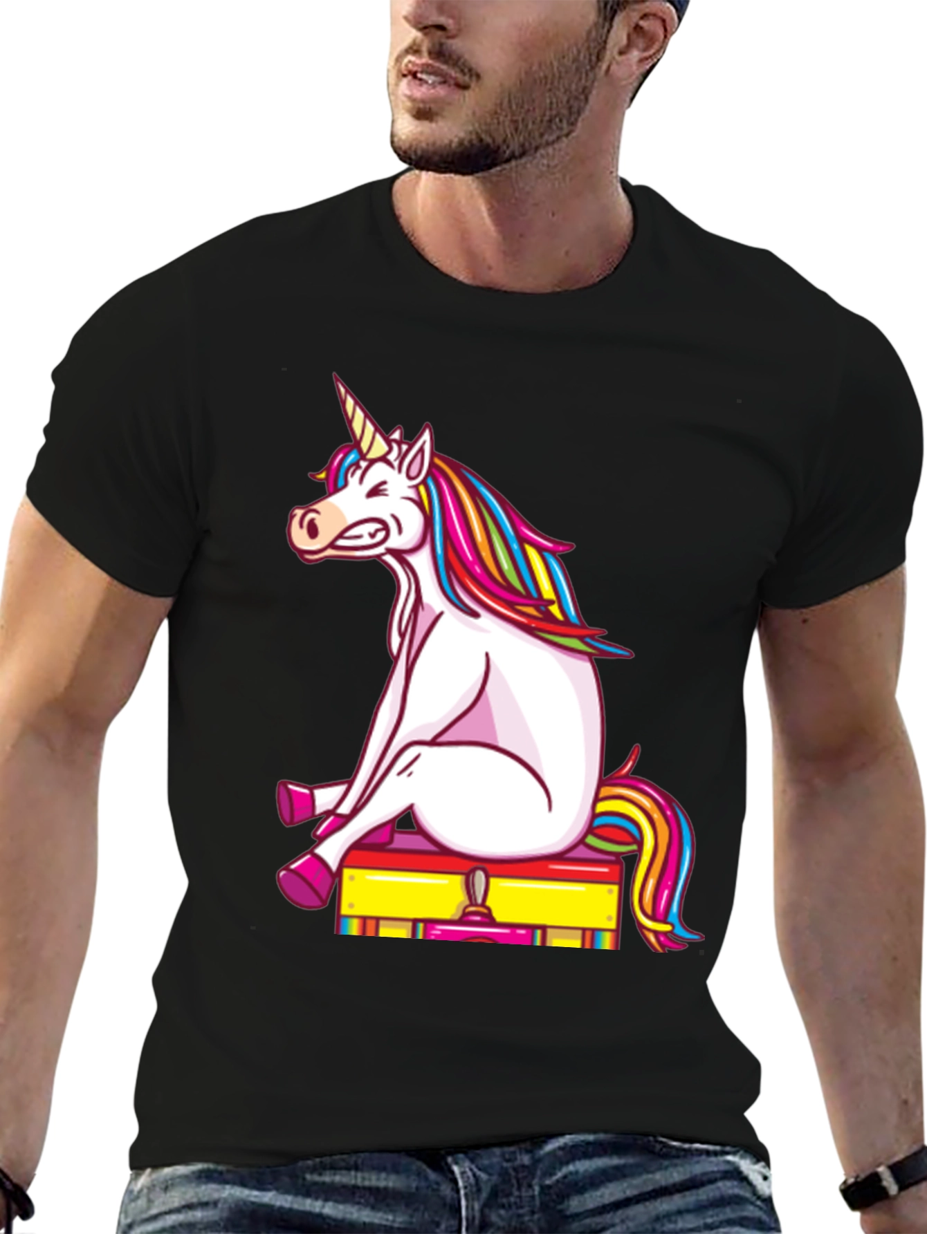 Unicorn on Luggage Funny Graphic Tee