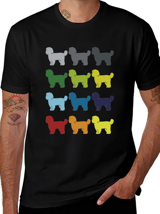 Colorful Dog Breed Silhouette Black Tee