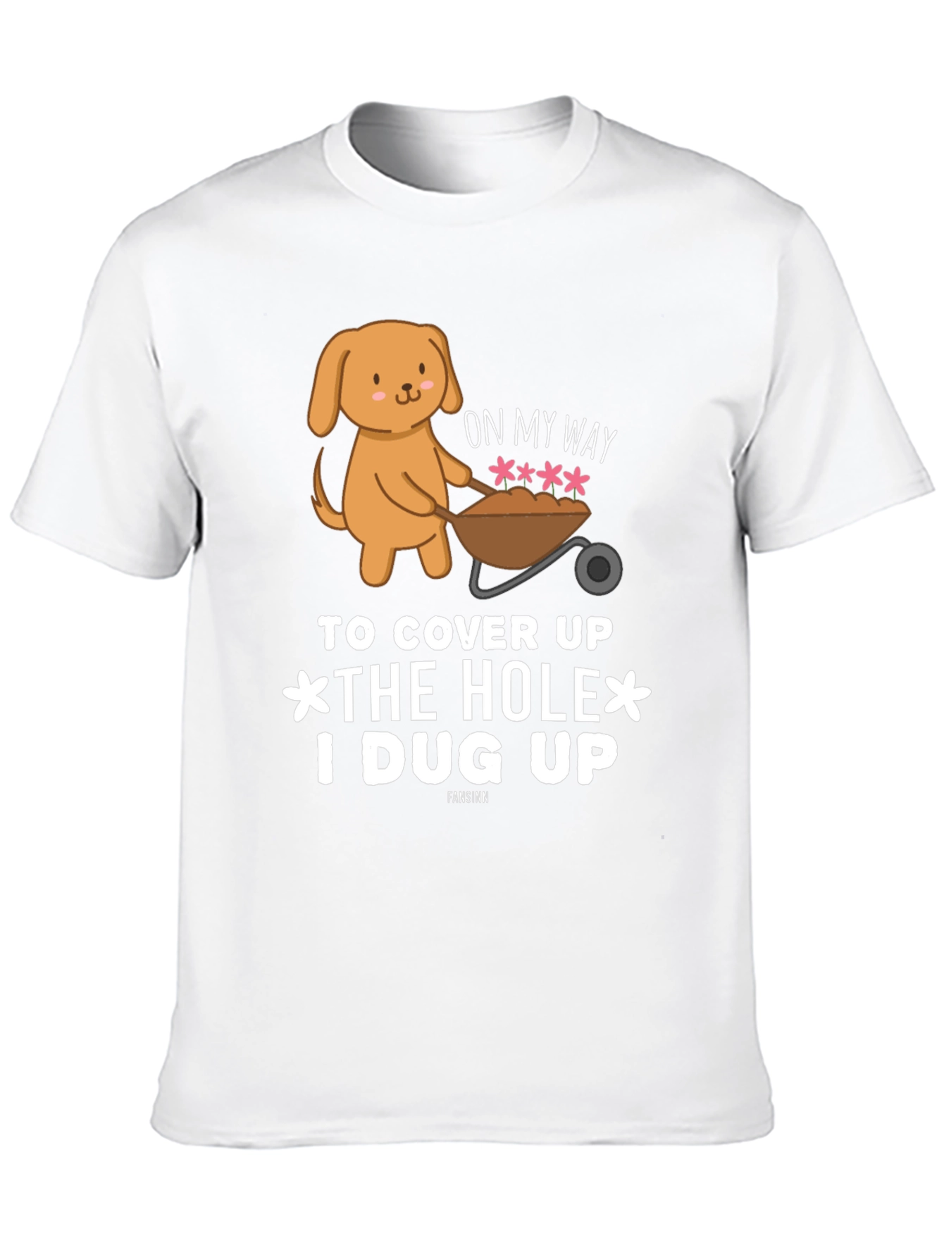 Cute Dog Cover Up Hole Black Graphic T-Shirt