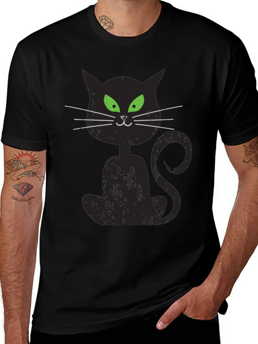 Spooky Black Cat Graphic T-Shirt