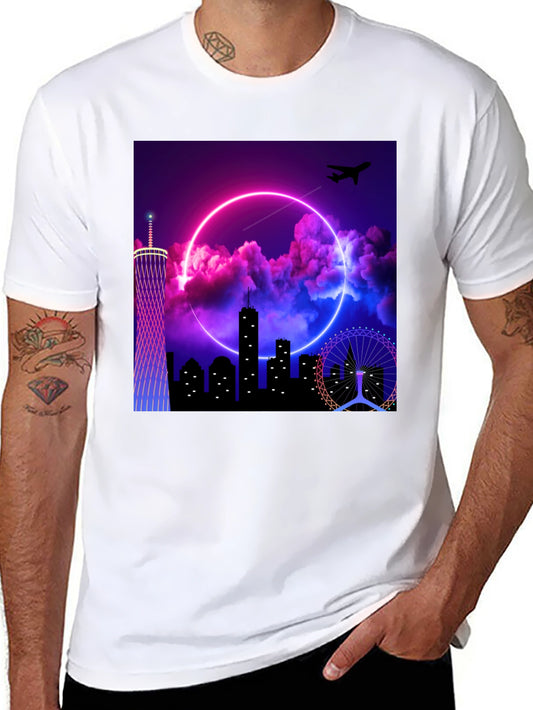 Neon Cityscape Graphic Tee - Modern Streetwear