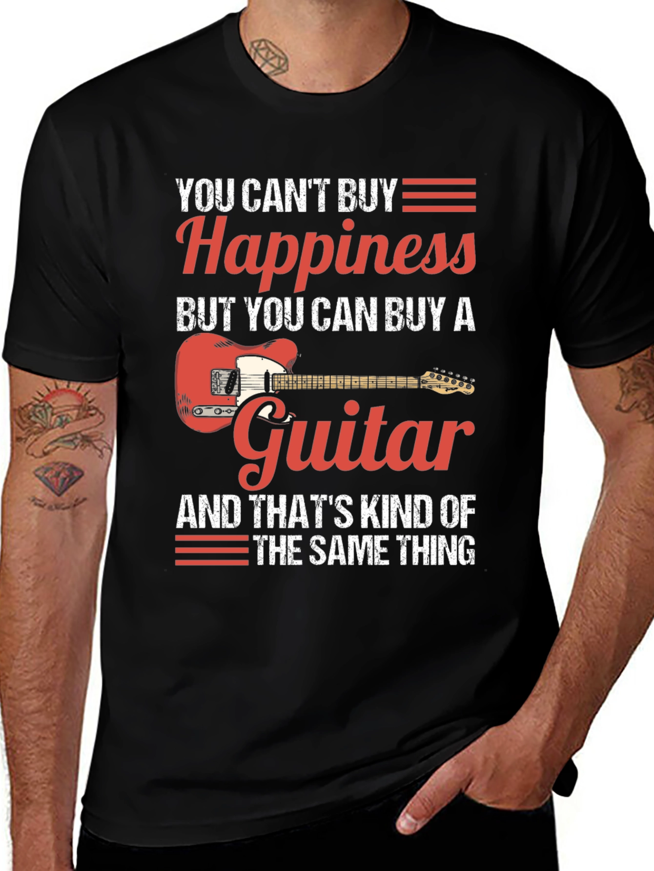 Guitar Happiness Graphic T-Shirt - Musician Tee