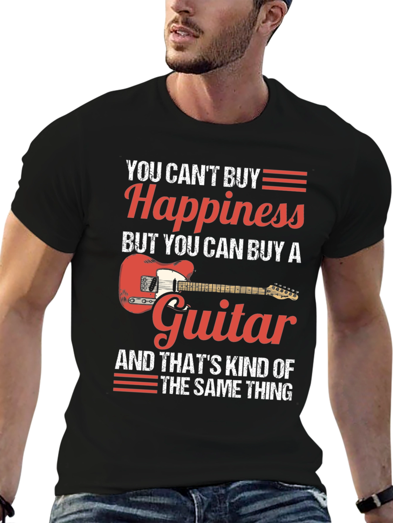 Guitar Happiness Graphic T-Shirt - Musician Tee