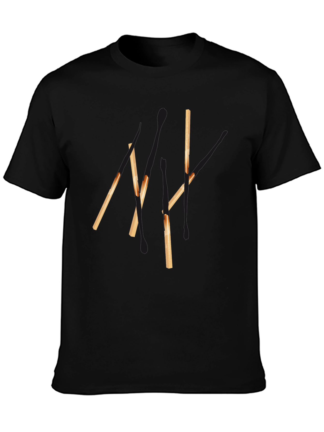 Abstract Matchsticks Graphic Black T-Shirt