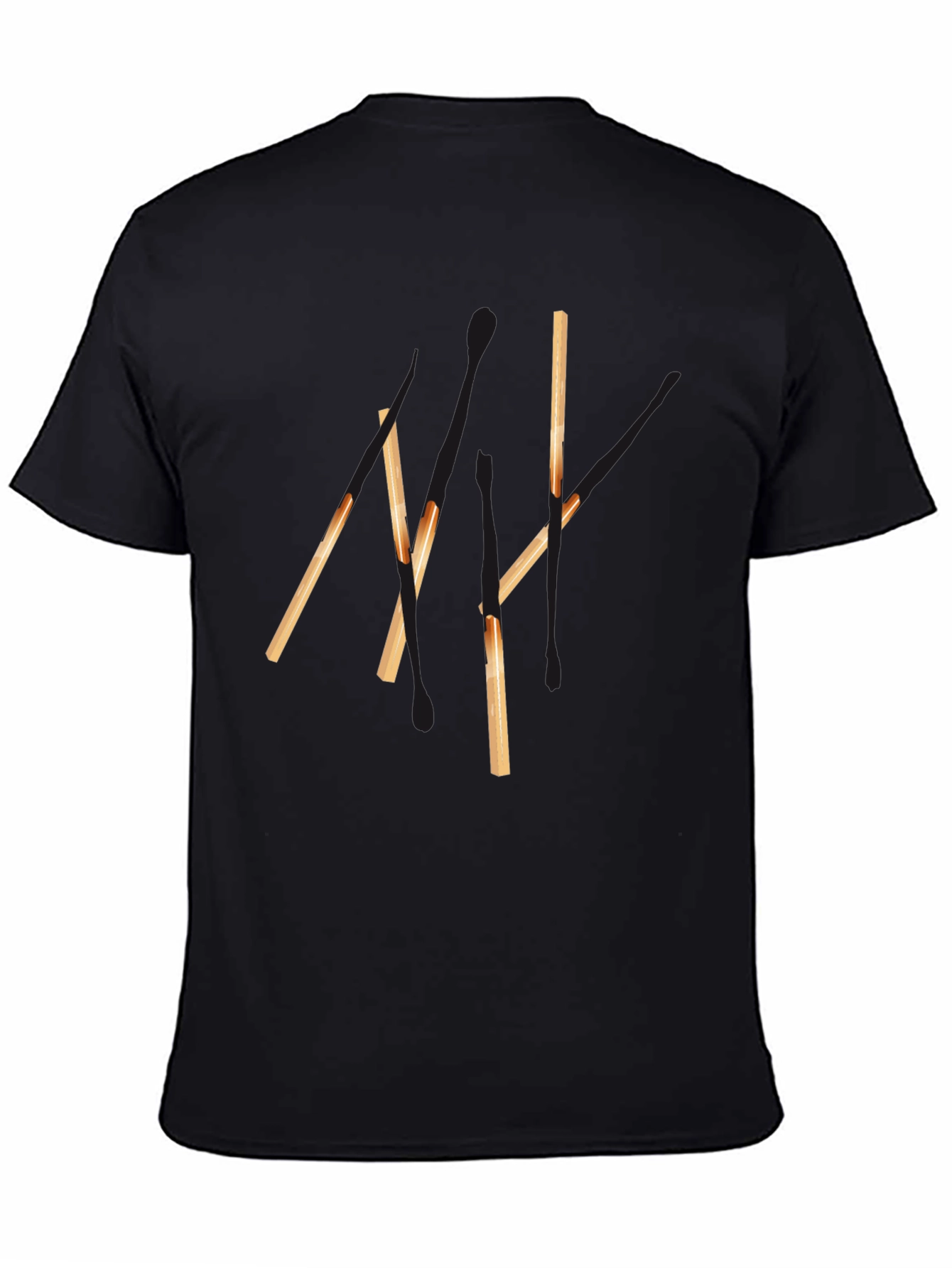 Abstract Matchsticks Graphic Black T-Shirt