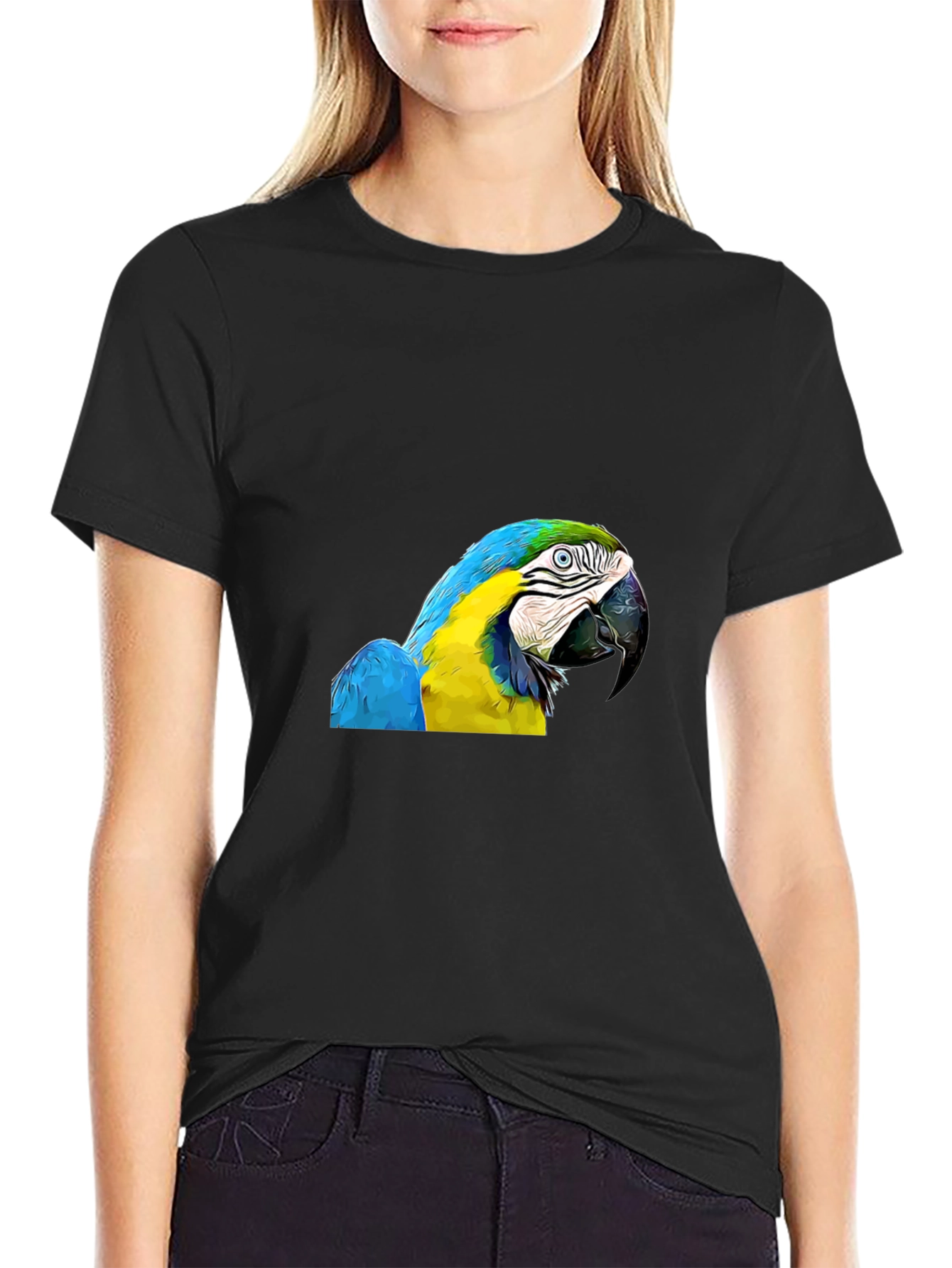 Parrot Graphic Print Black T-Shirt