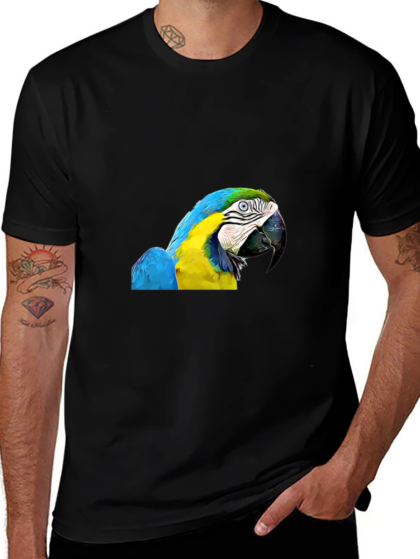 Parrot Graphic Print Black T-Shirt