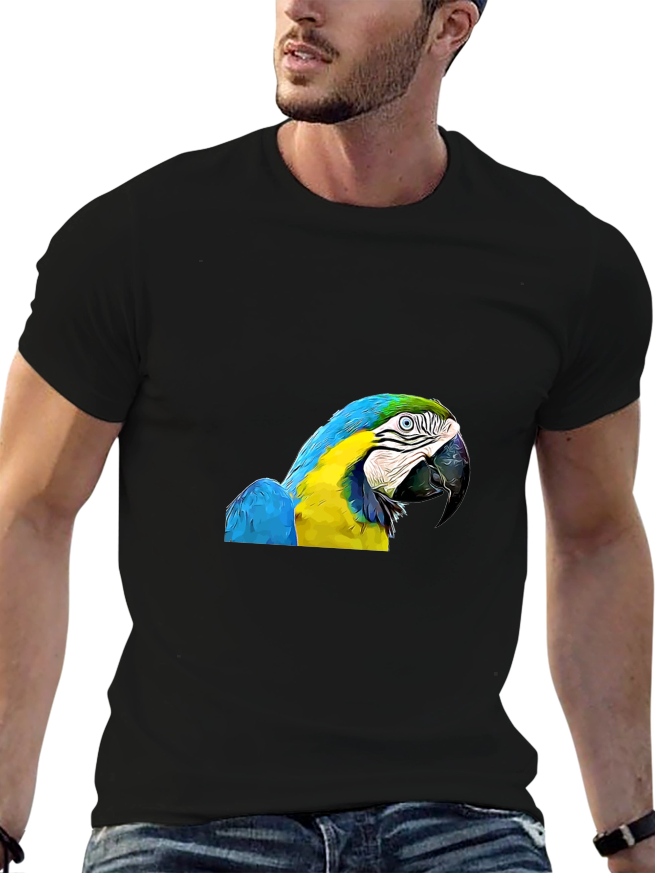 Parrot Graphic Print Black T-Shirt