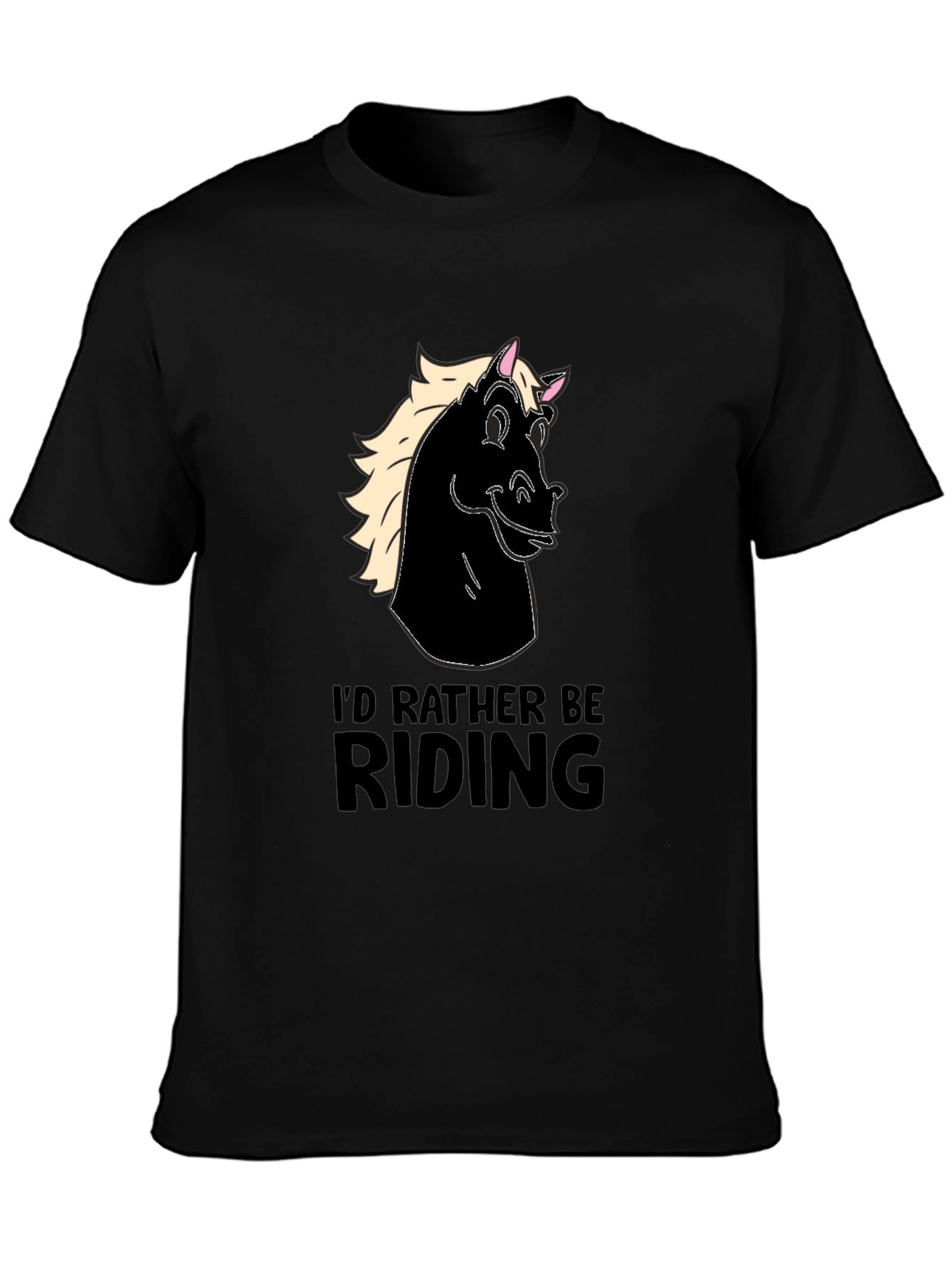 Mens Black Horse Riding T-Shirt