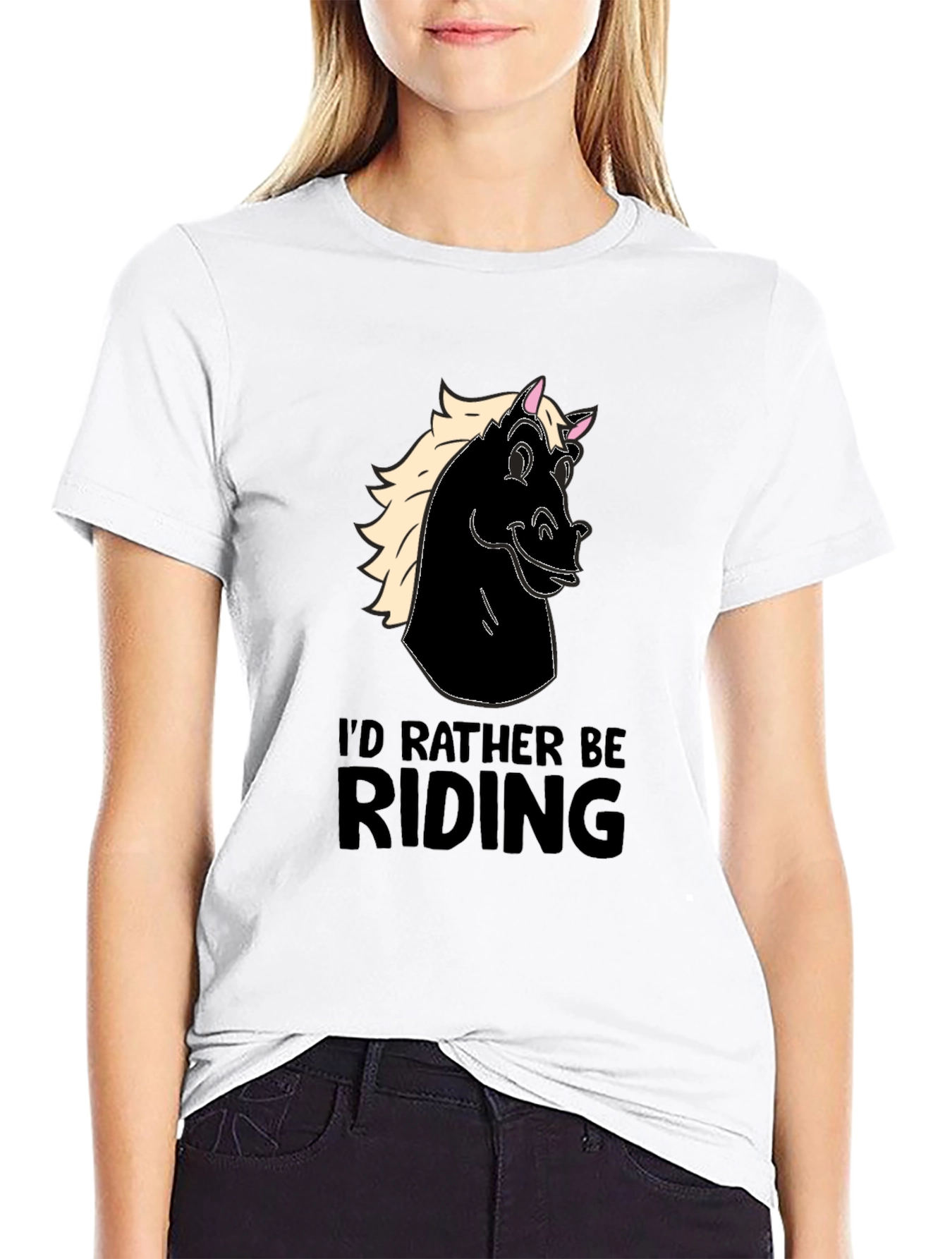 Mens Black Horse Riding T-Shirt