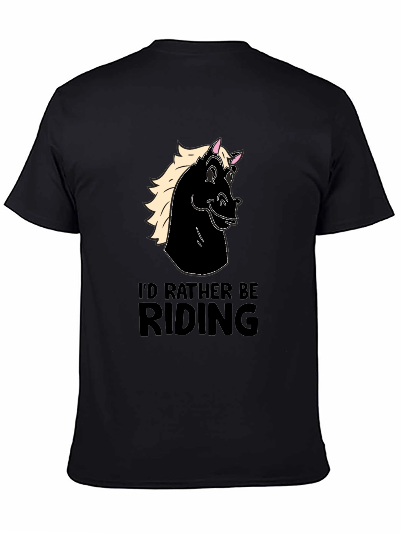 Mens Black Horse Riding T-Shirt