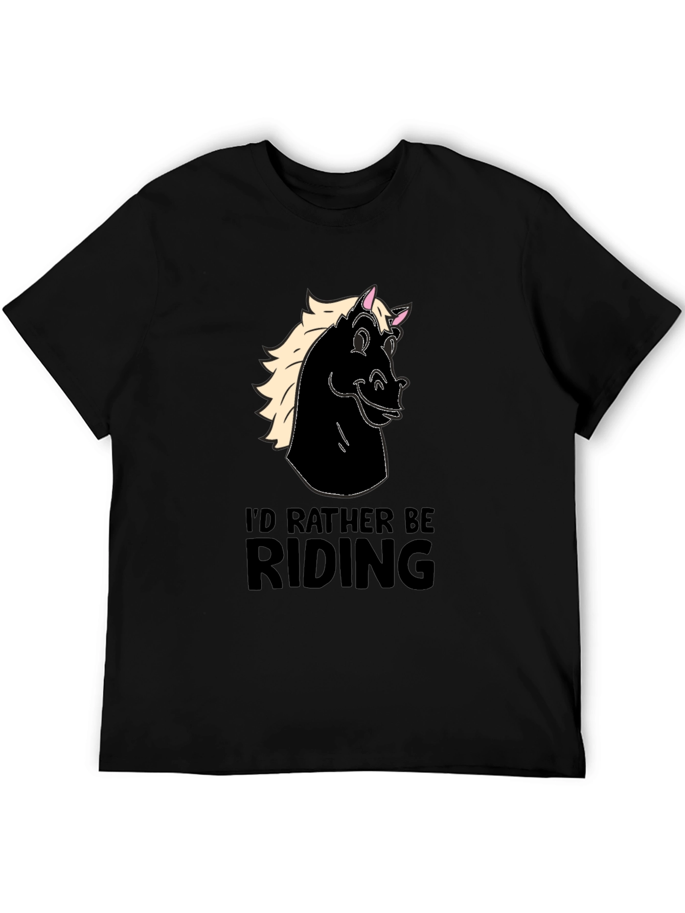 Mens Black Horse Riding T-Shirt
