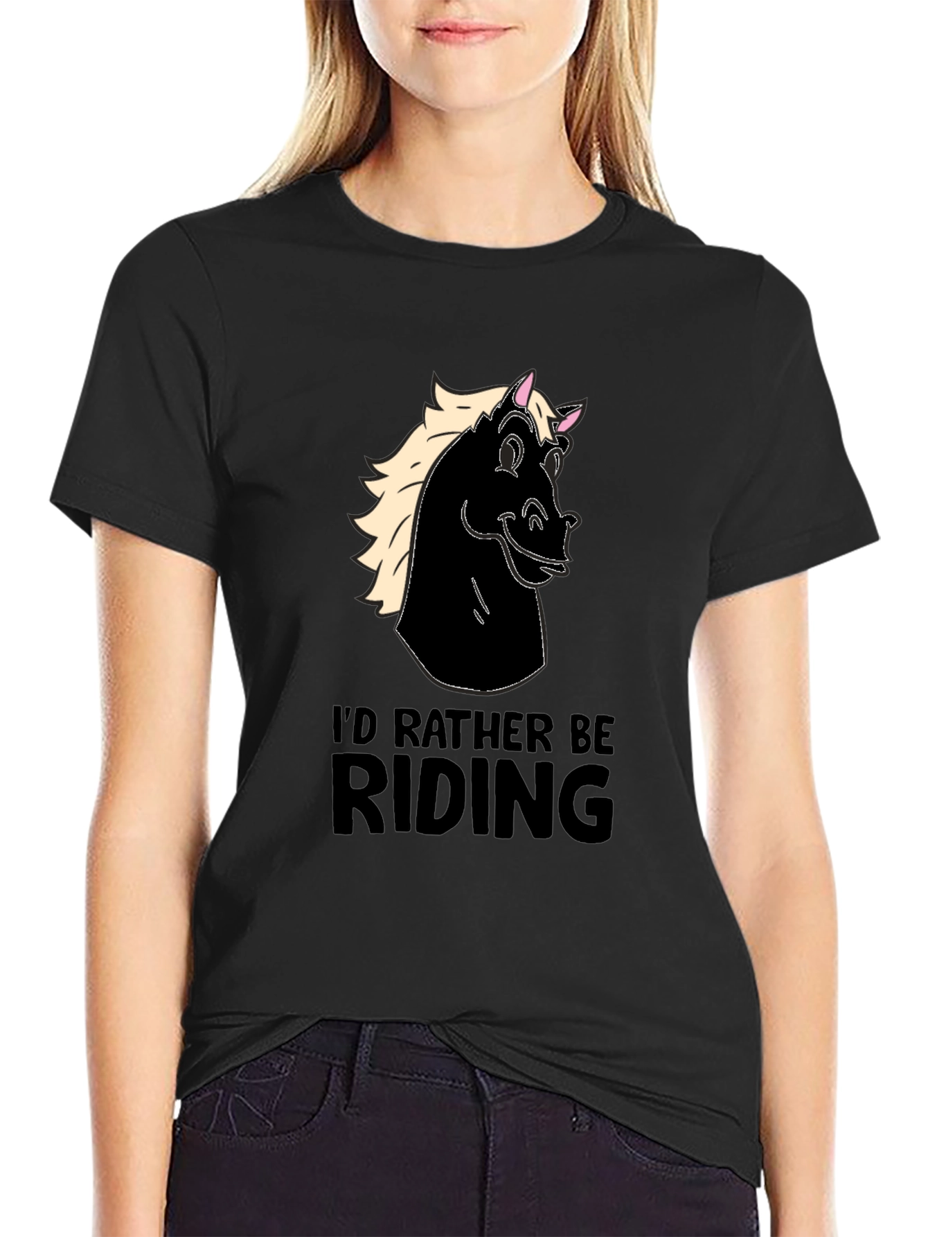 Mens Black Horse Riding T-Shirt