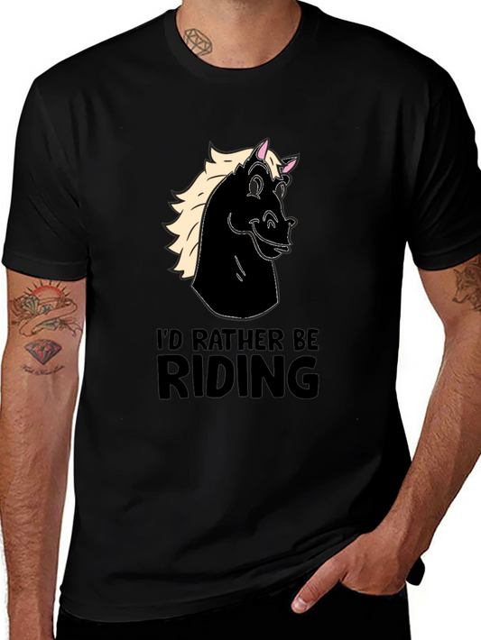 Mens Black Horse Riding T-Shirt