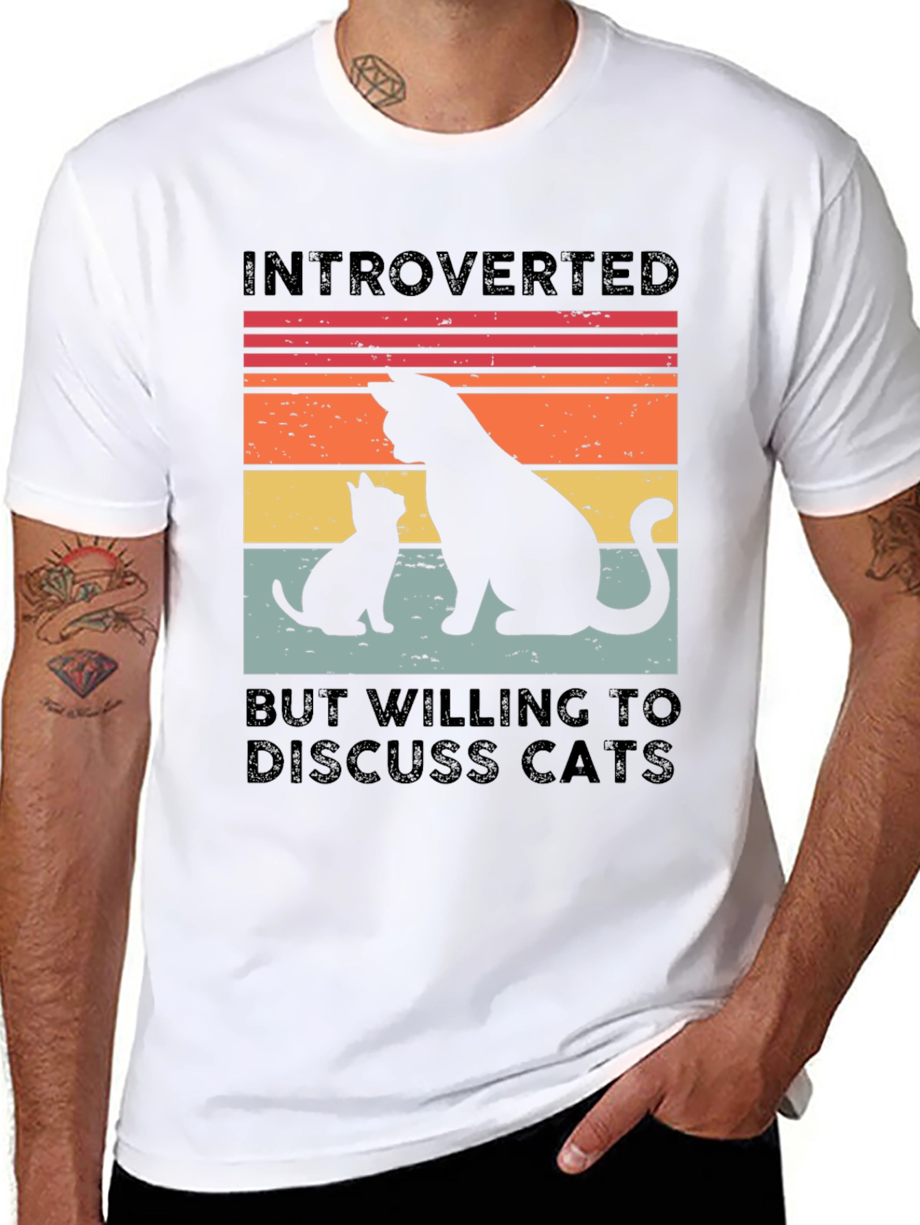 Introverted Cat Lover T-Shirt - Black Tee