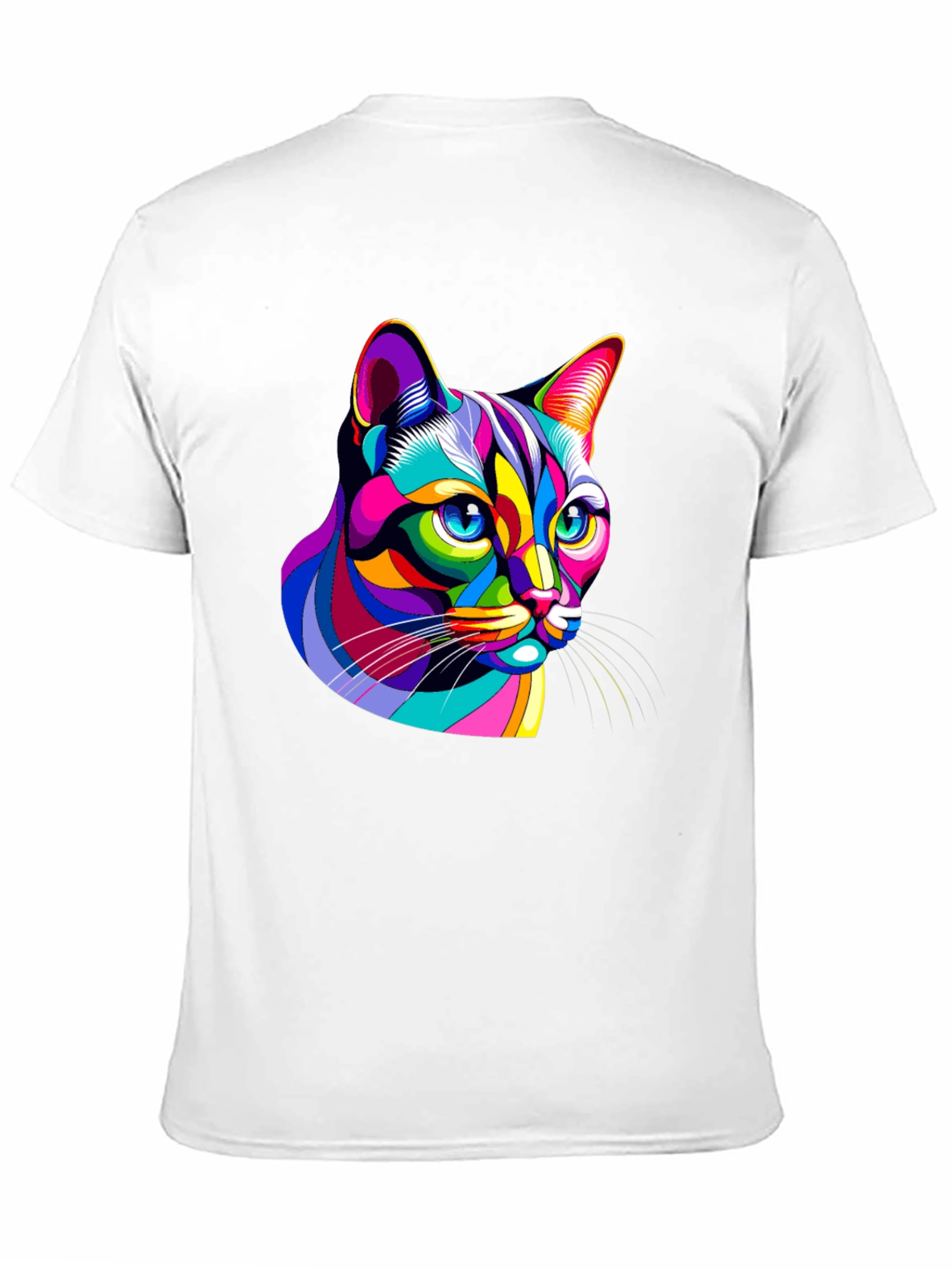 Vibrant Cat Graphic Black T-Shirt