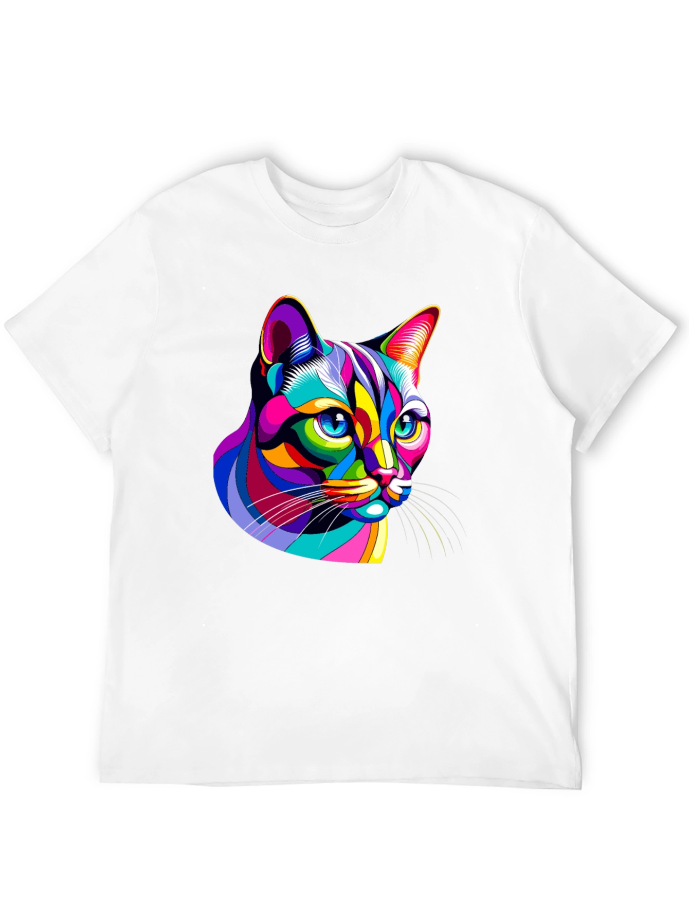 Vibrant Cat Graphic Black T-Shirt