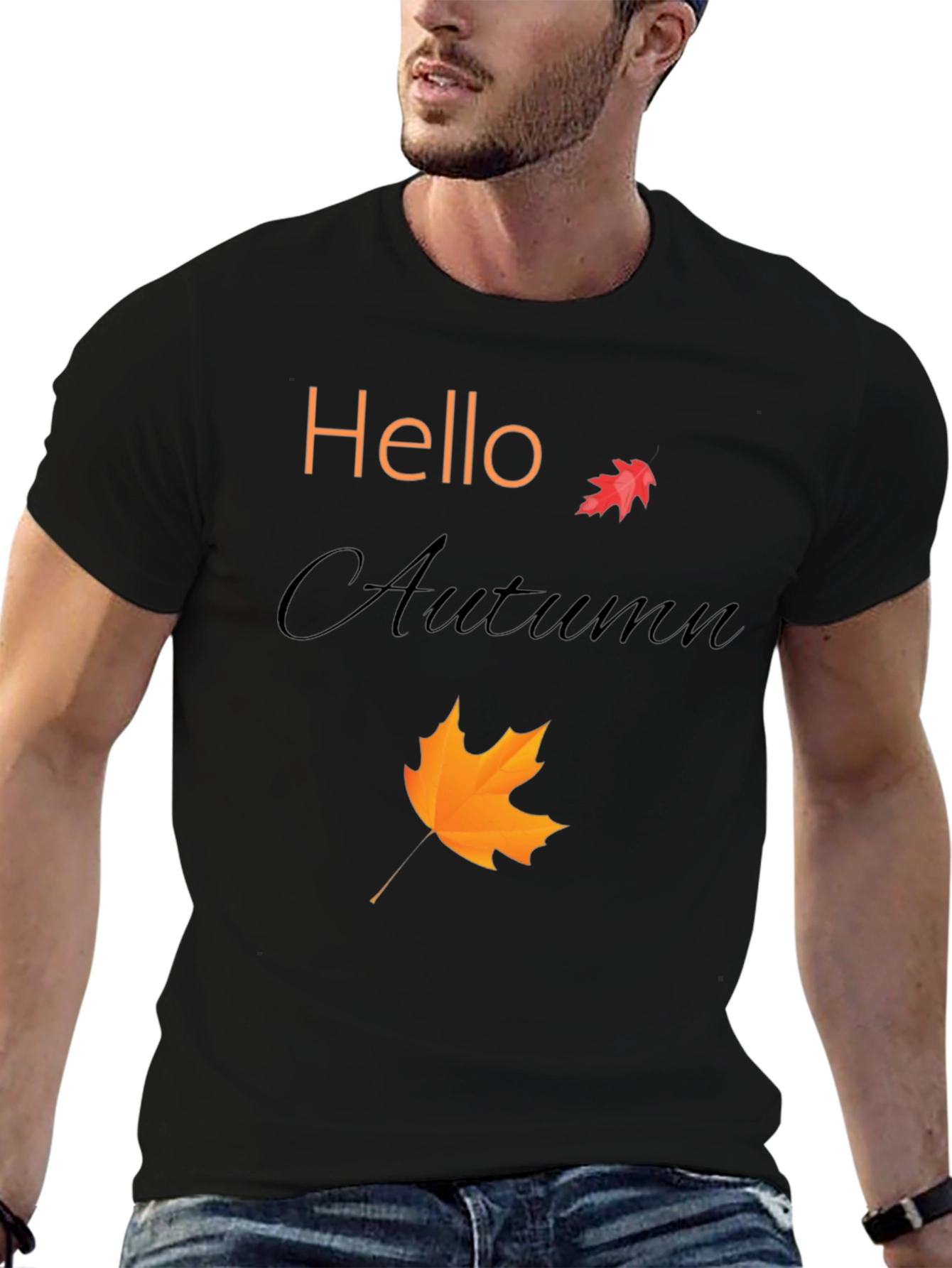Hello Autumn Black Graphic Tee