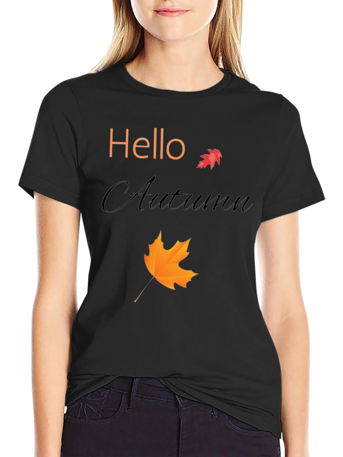 Hello Autumn Black Graphic Tee
