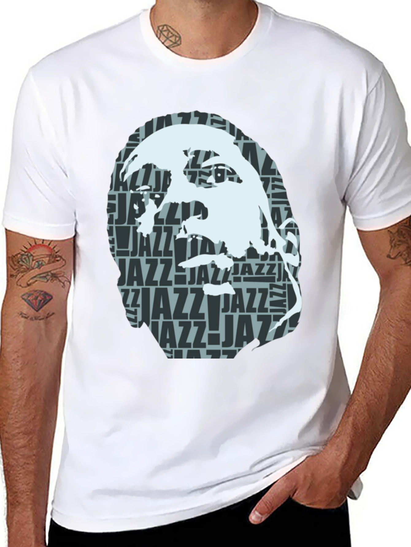 Cool Jazz Portrait Graphic Black T-Shirt