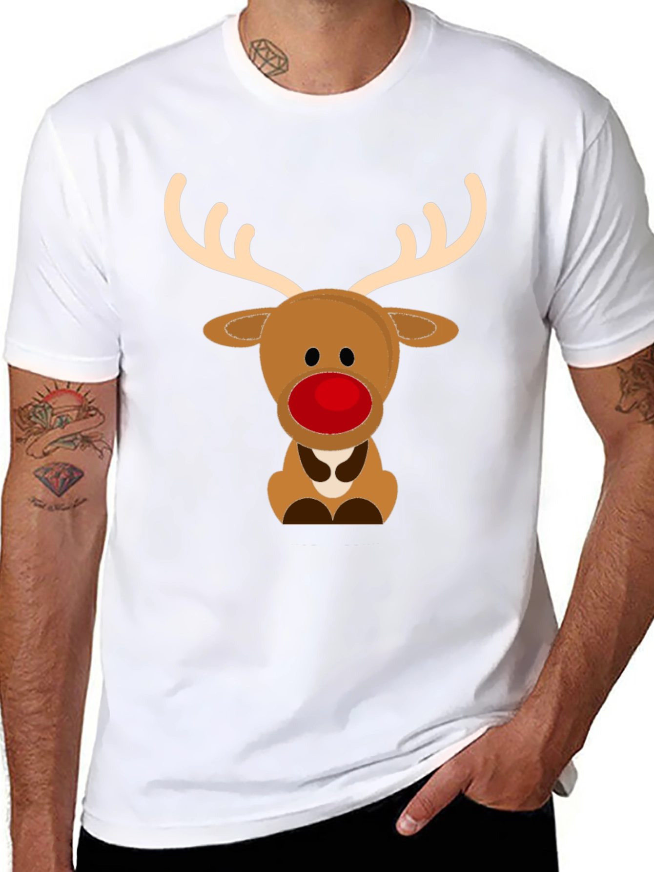 Cute Reindeer Graphic Tee - Holiday Season