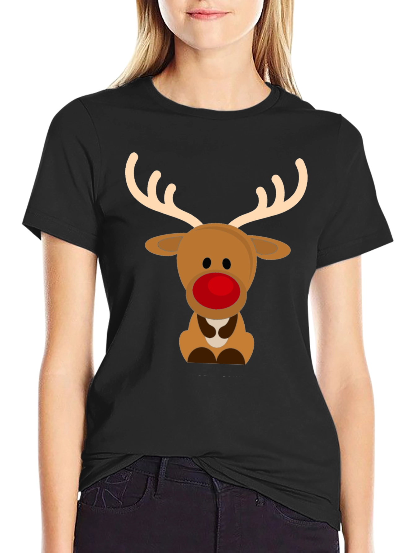 Cute Reindeer Graphic Tee - Holiday Season