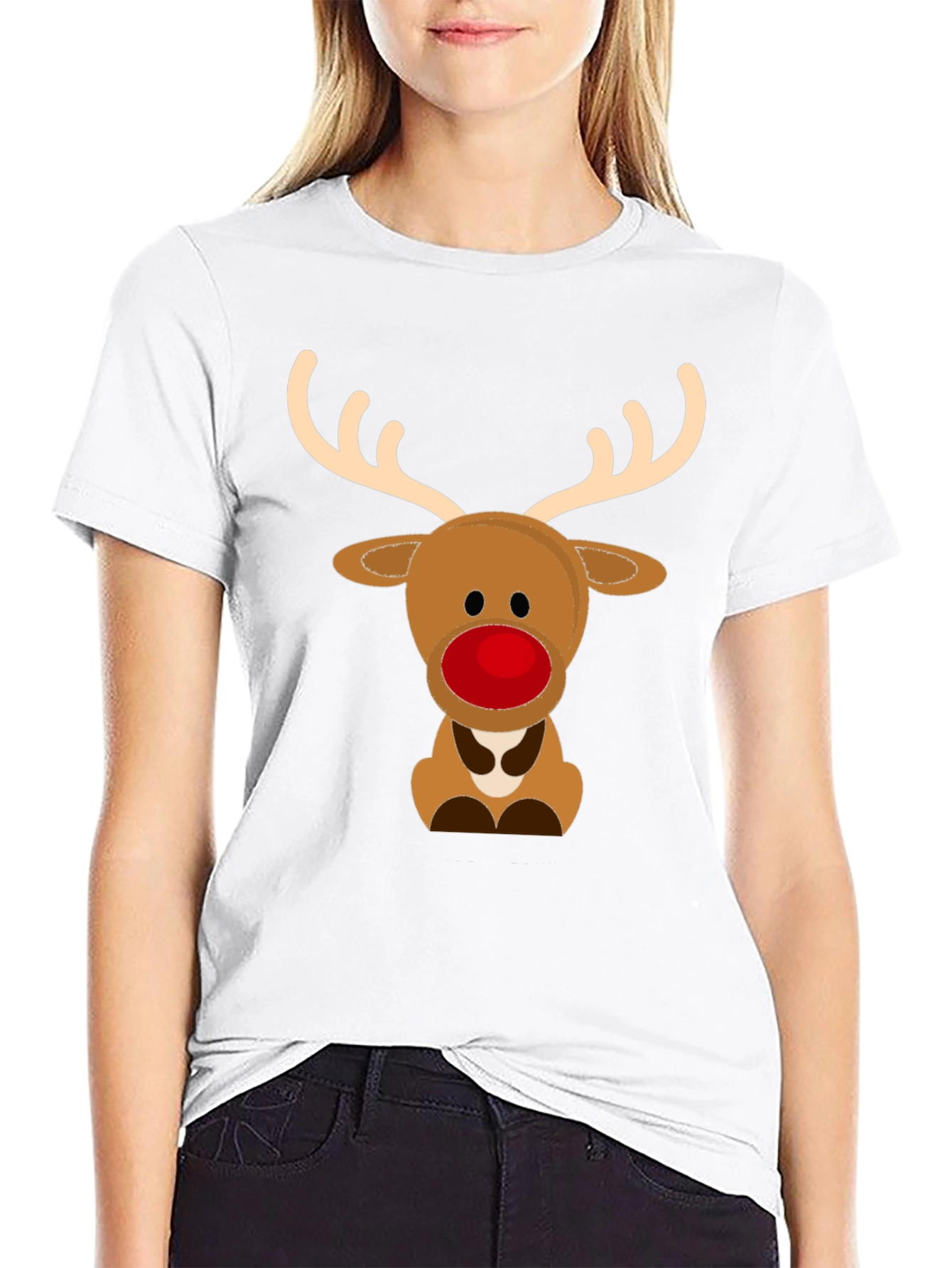 Cute Reindeer Graphic Tee - Holiday Season