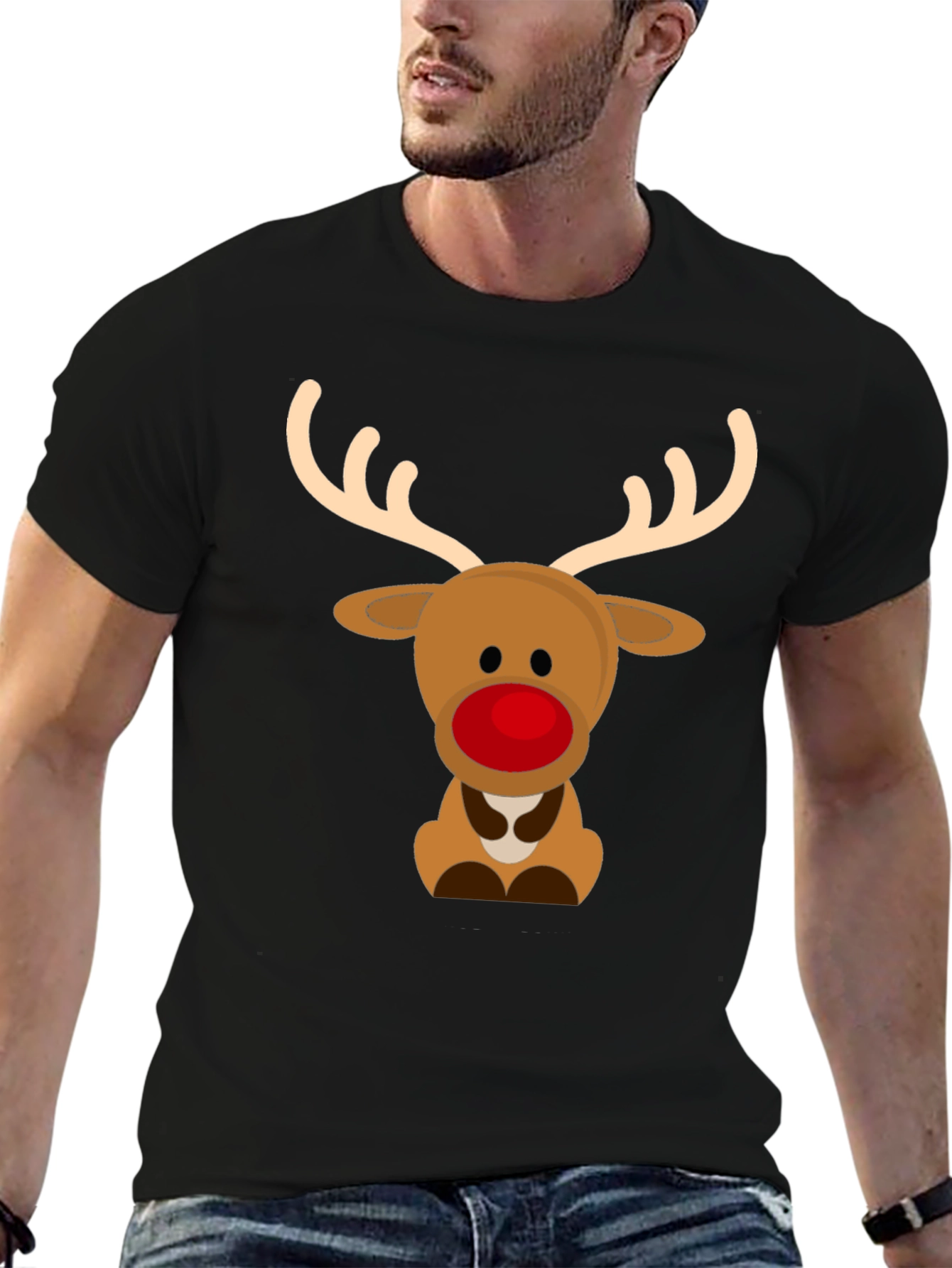 Cute Reindeer Graphic Tee - Holiday Season