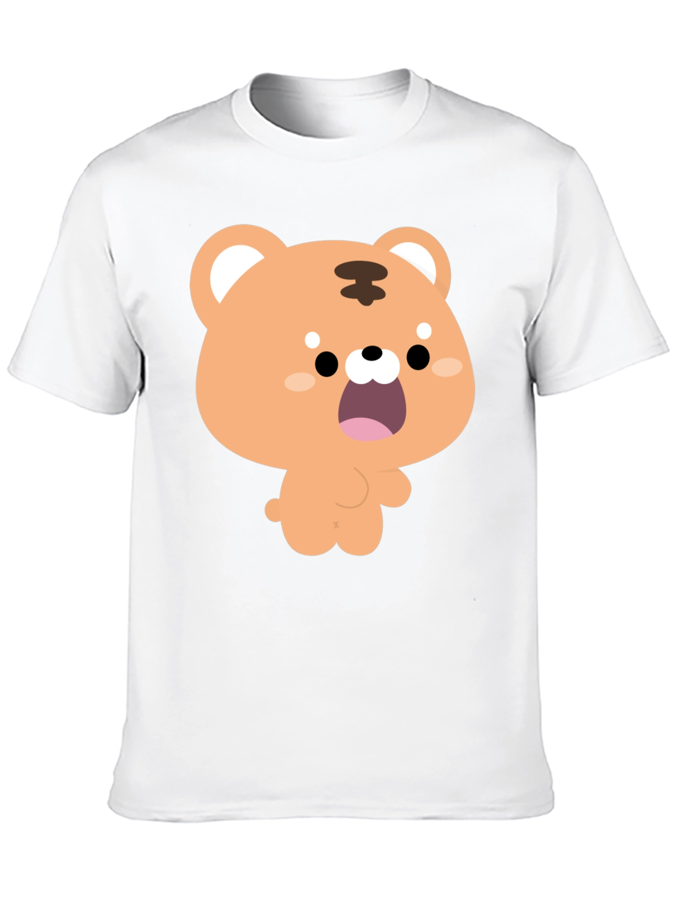 Cute Cartoon Tiger Graphic Black T-Shirt