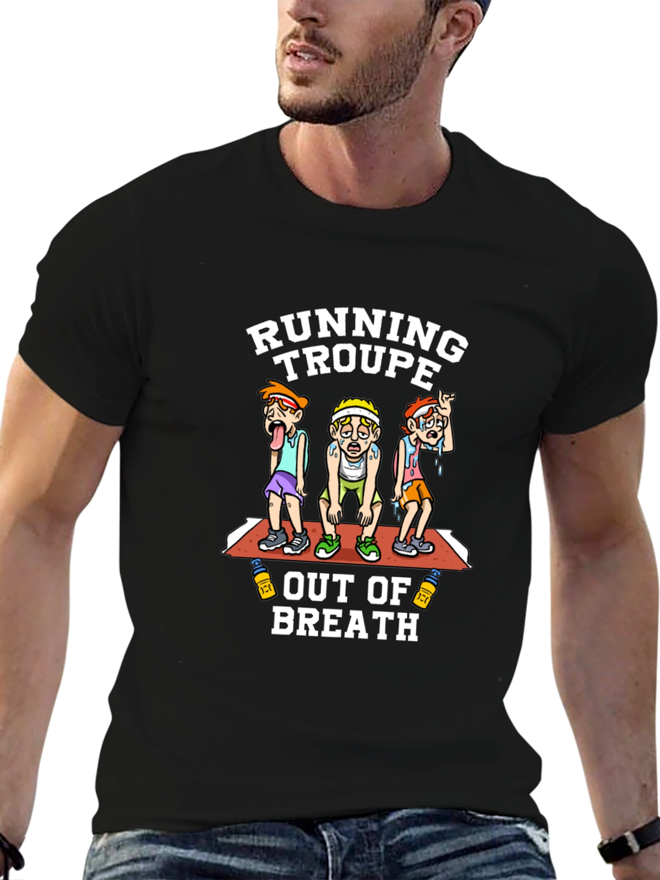 Running Troupe Out of Breath Funny Graphic T-Shirt