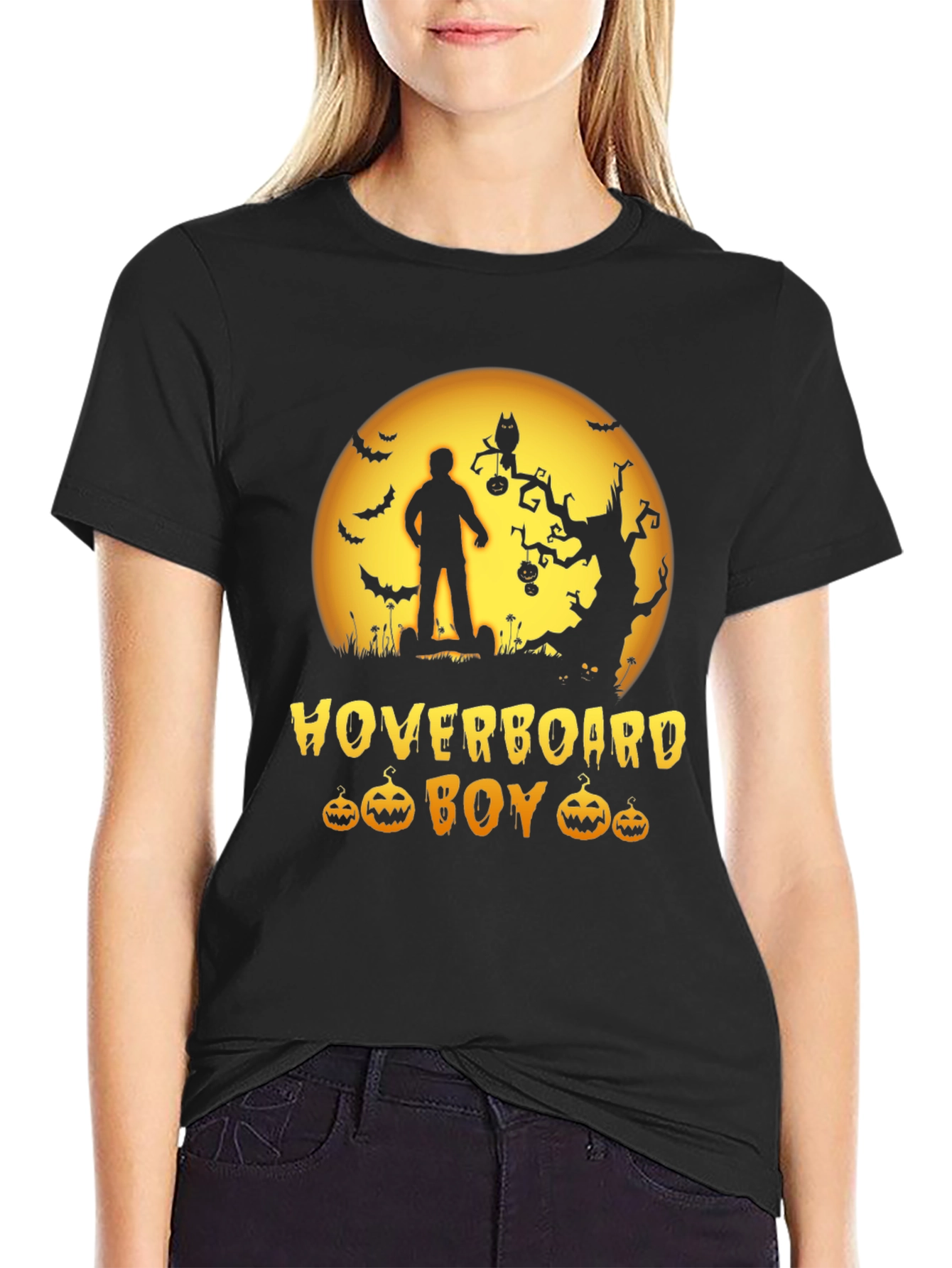 Hoverboard Boy Halloween T-Shirt - Spooky Season Style