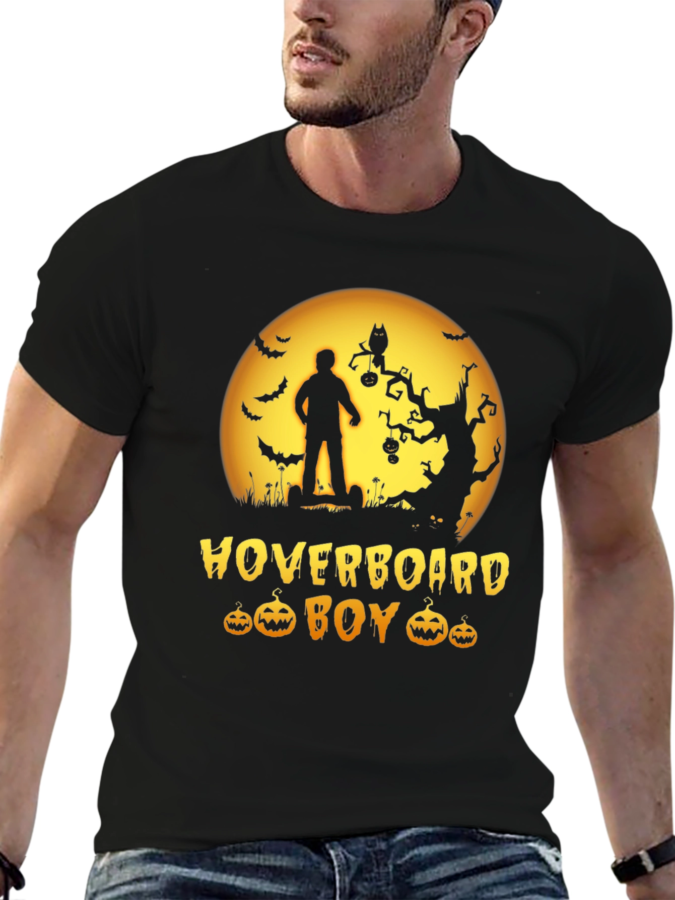 Hoverboard Boy Halloween T-Shirt - Spooky Season Style