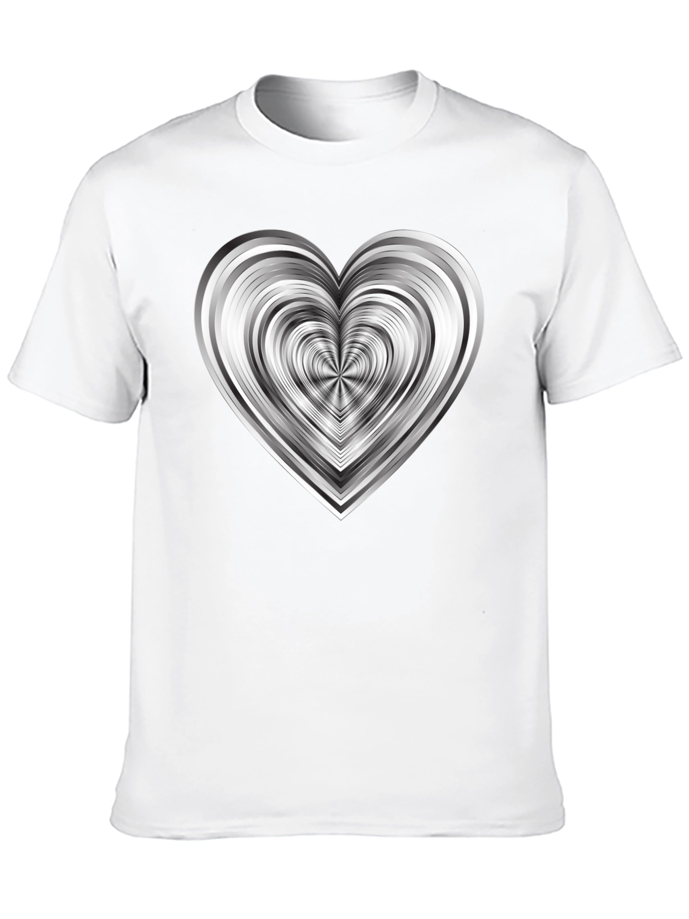 Modern Geometric Heart Graphic Tee - Black