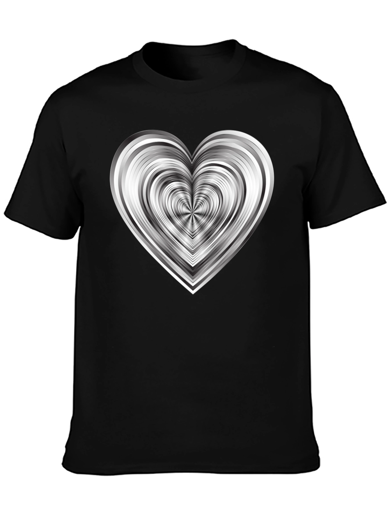 Modern Geometric Heart Graphic Tee - Black