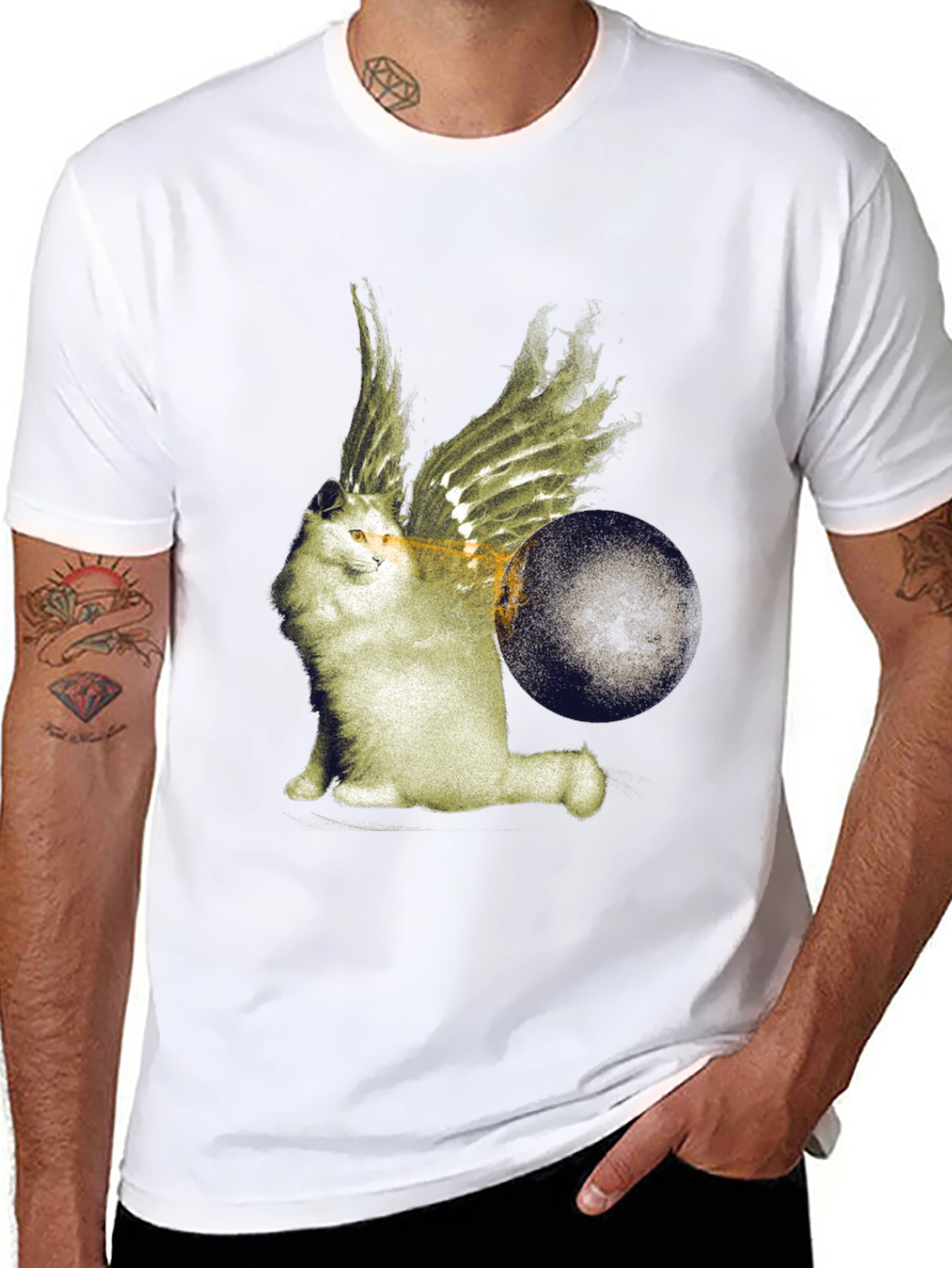 Winged Cat Graphic Tee - Unique Design