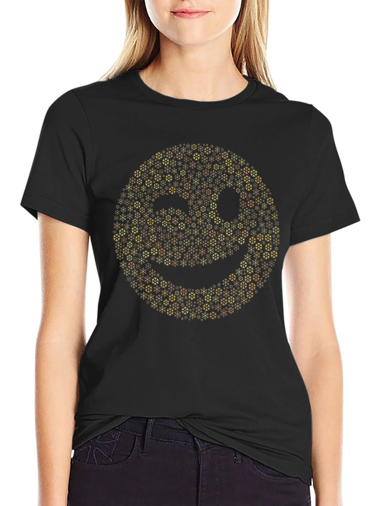 Smiley Face Mosaic Tee - Black Graphic T-Shirt