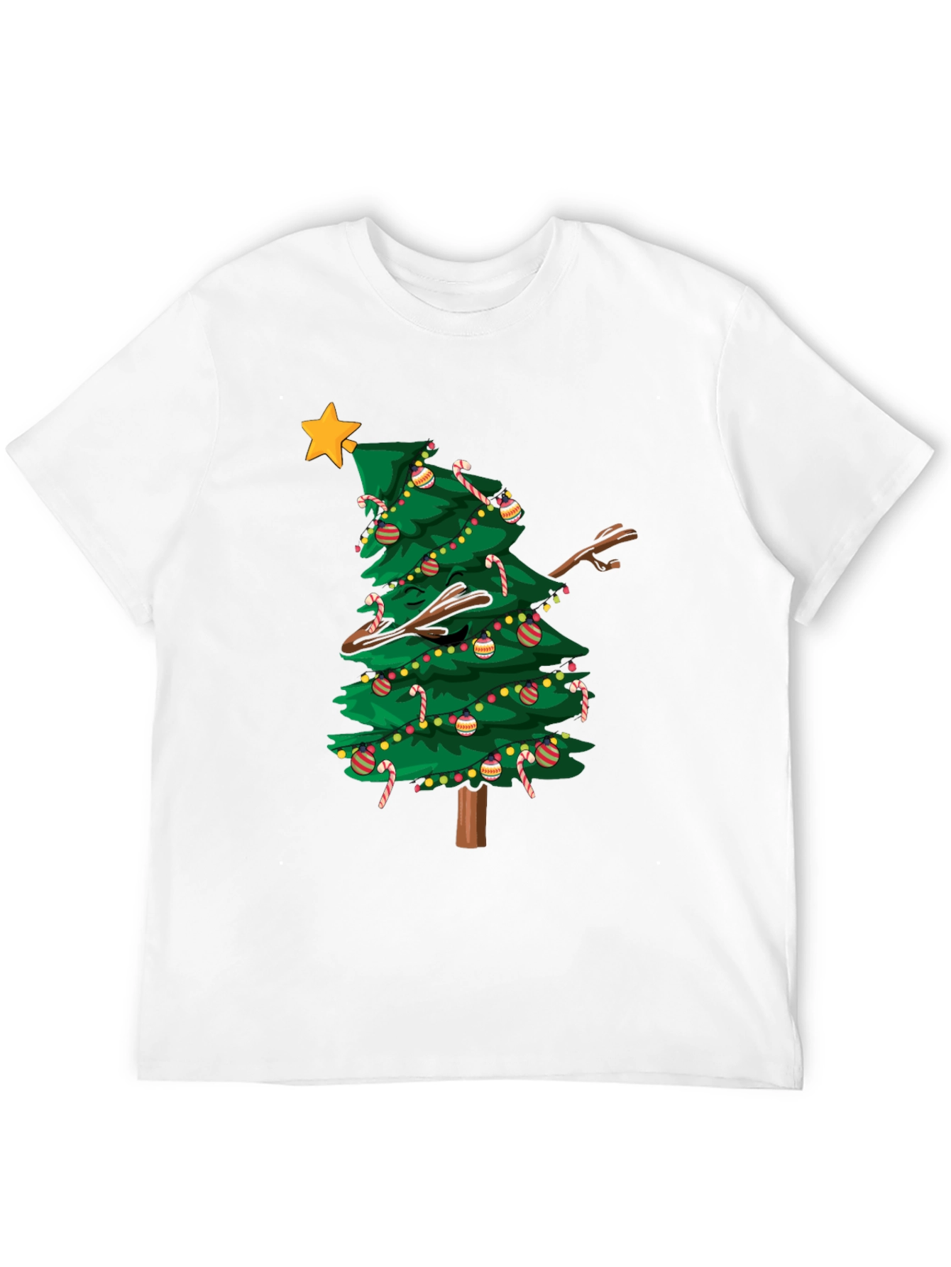 Dabbing Christmas Tree Graphic Tee Shirt