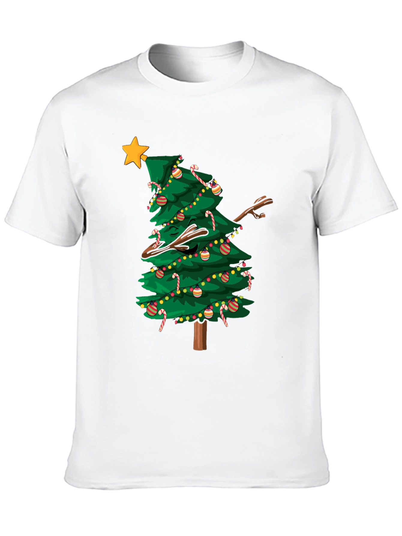 Dabbing Christmas Tree Graphic Tee Shirt