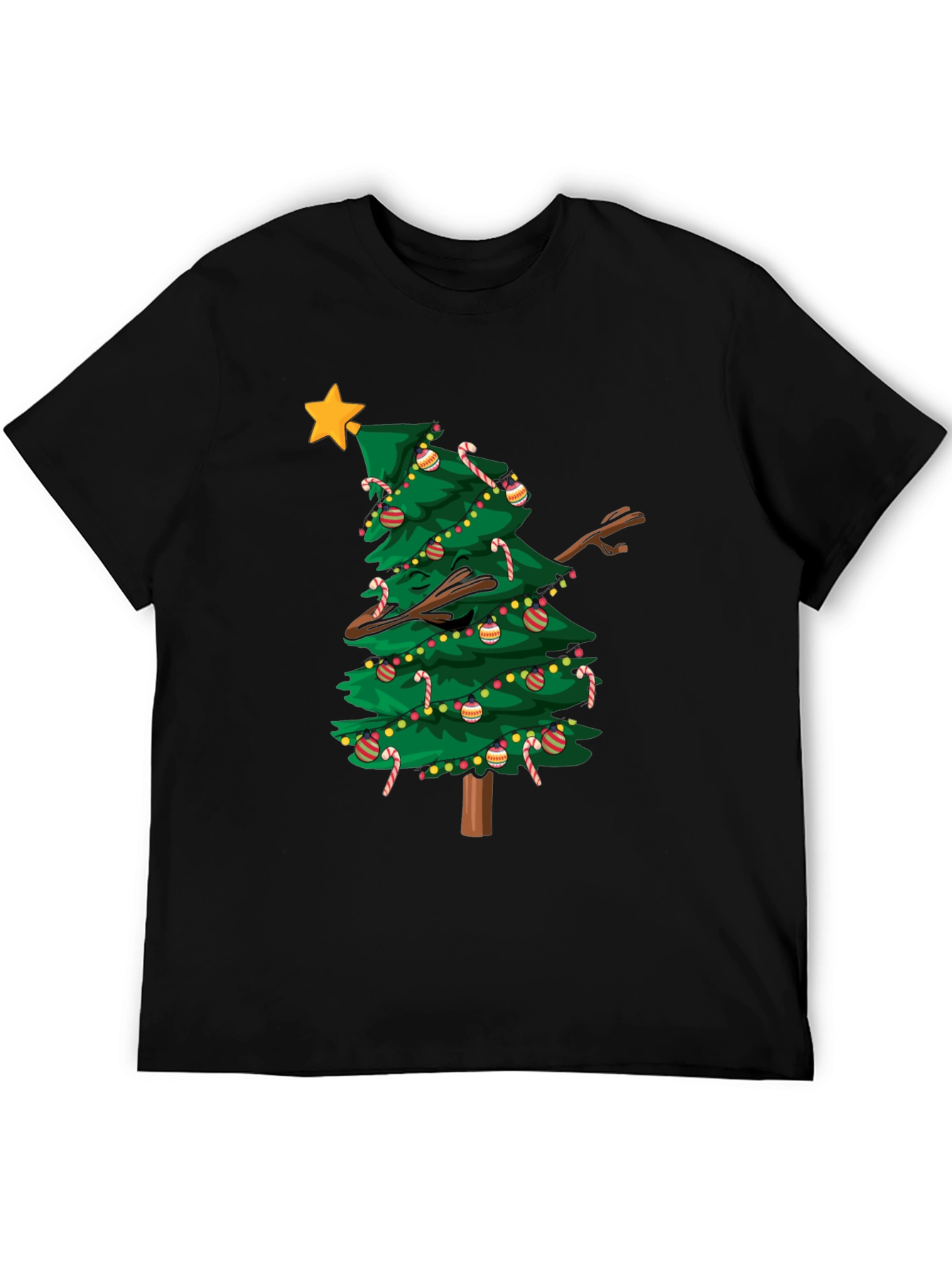 Dabbing Christmas Tree Graphic Tee Shirt