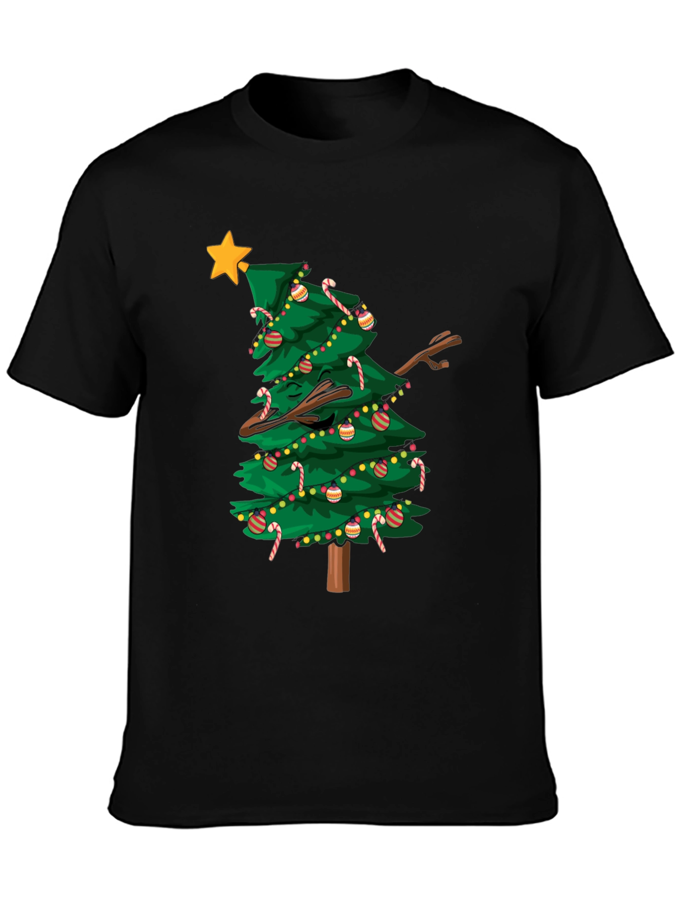 Dabbing Christmas Tree Graphic Tee Shirt