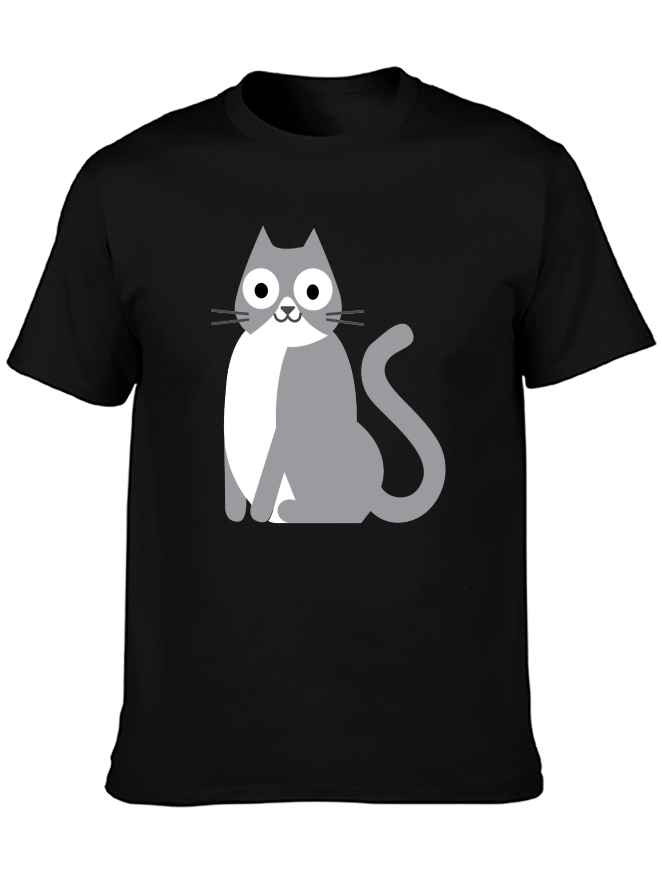 Cartoon Cat Graphic Black T-Shirt