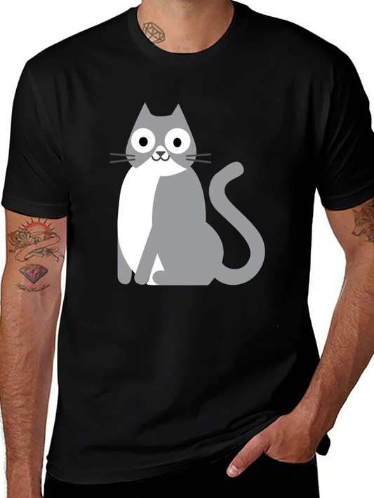 Cartoon Cat Graphic Black T-Shirt
