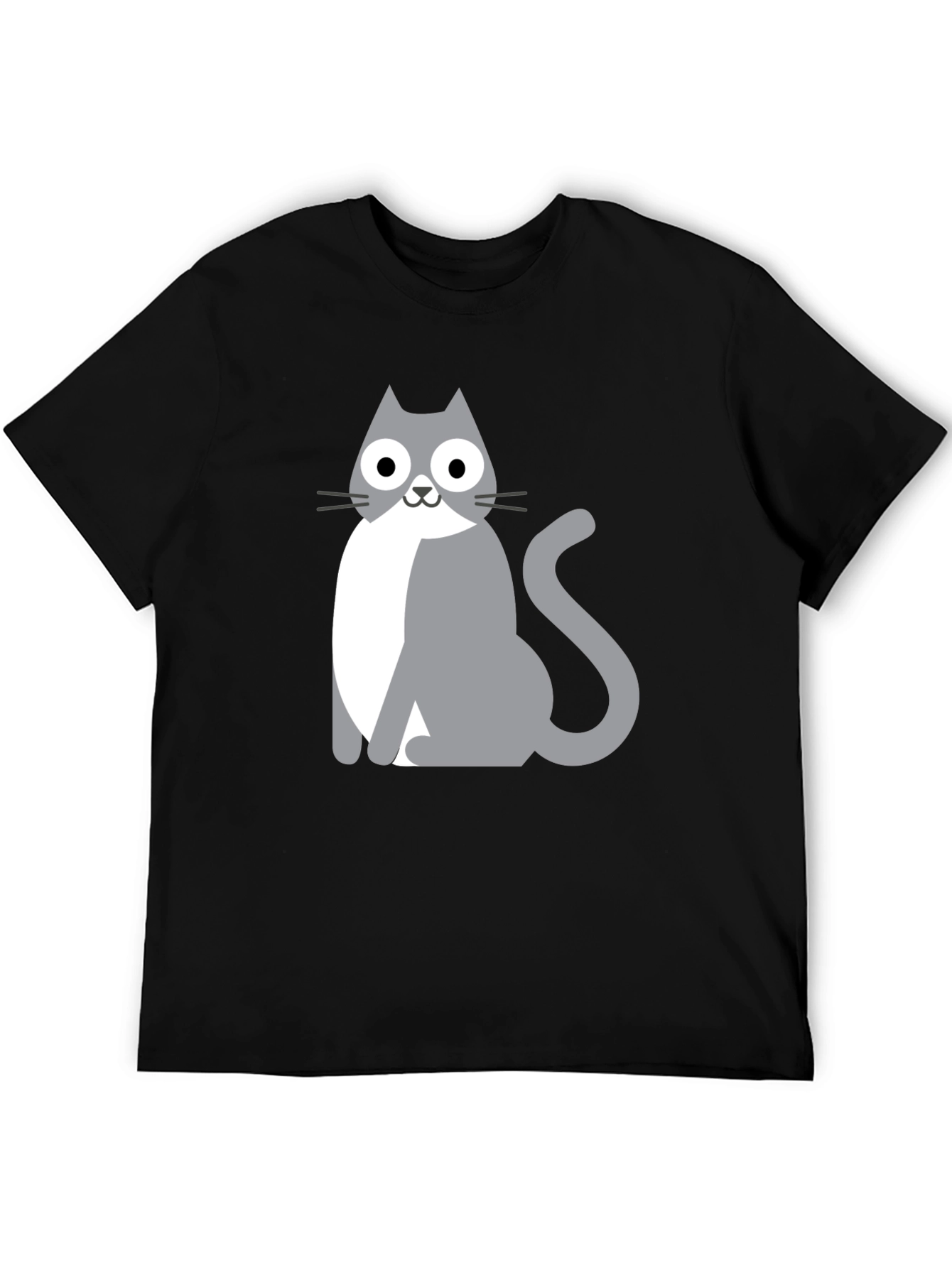 Cartoon Cat Graphic Black T-Shirt